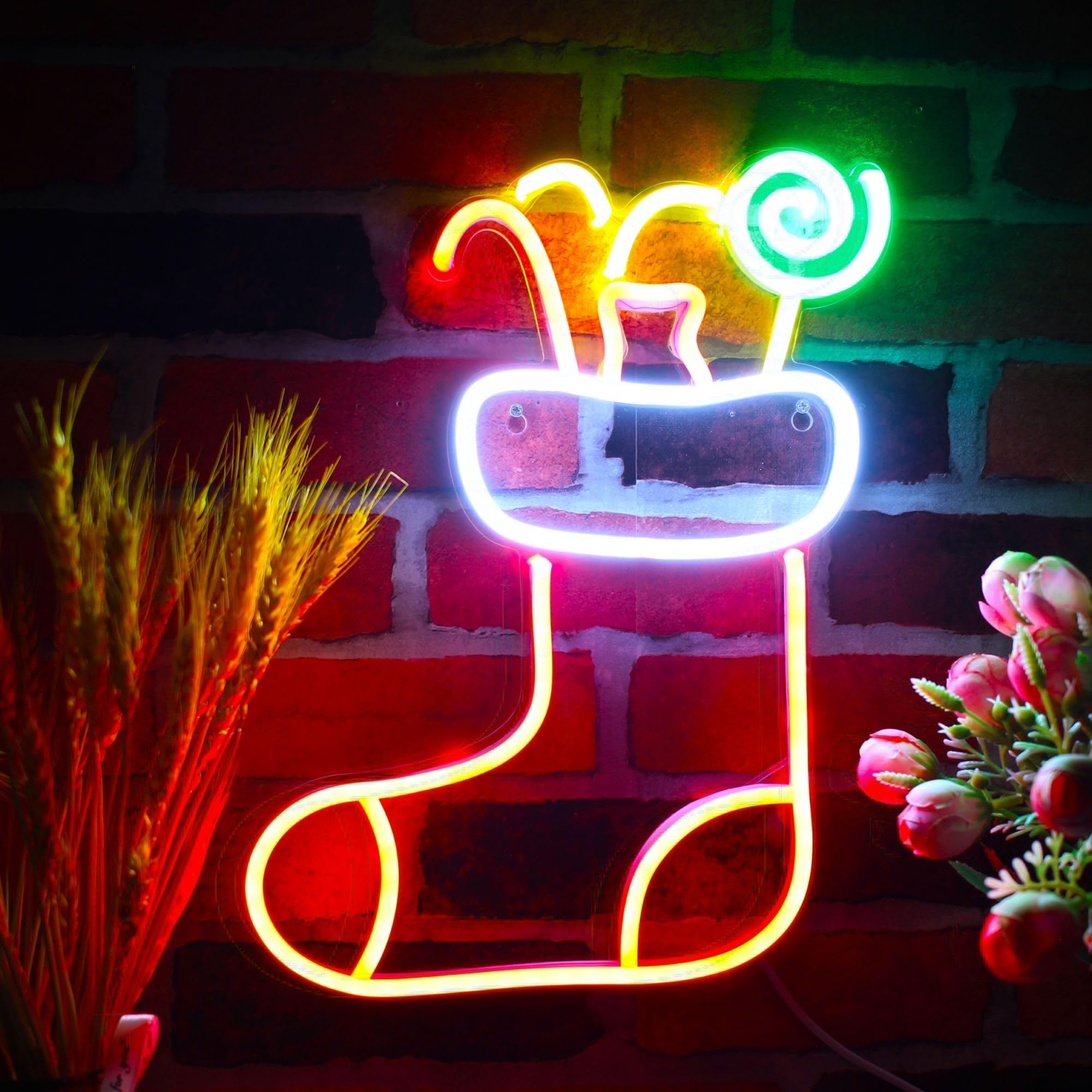 ADVPRO Cartel de neón LED de silicona con sombrero de Navidad con Cndies Flex, multicolor 6, st16s66-fnu0145-m6