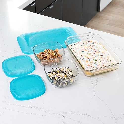 Miniatura 2 de Libbey Baker's Premium Bake & Store - Juego de 4 piezas de vidrio con bandeja para hornear de 9 x 13 y recipiente de almacenamiento de 6 tazas con