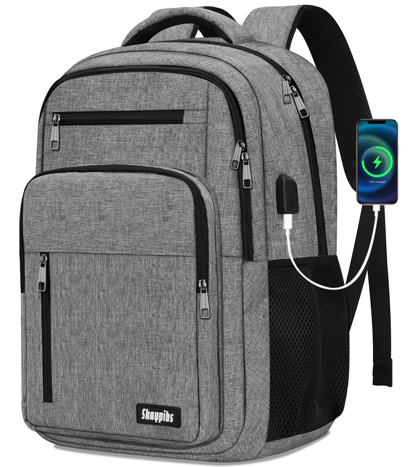 Skaypibs Backpack for Women Men, School Backpack for Boys Girls Teens, 17.3 Inch Laptop Backpack with USB Port, College Middle High School Bookbag,