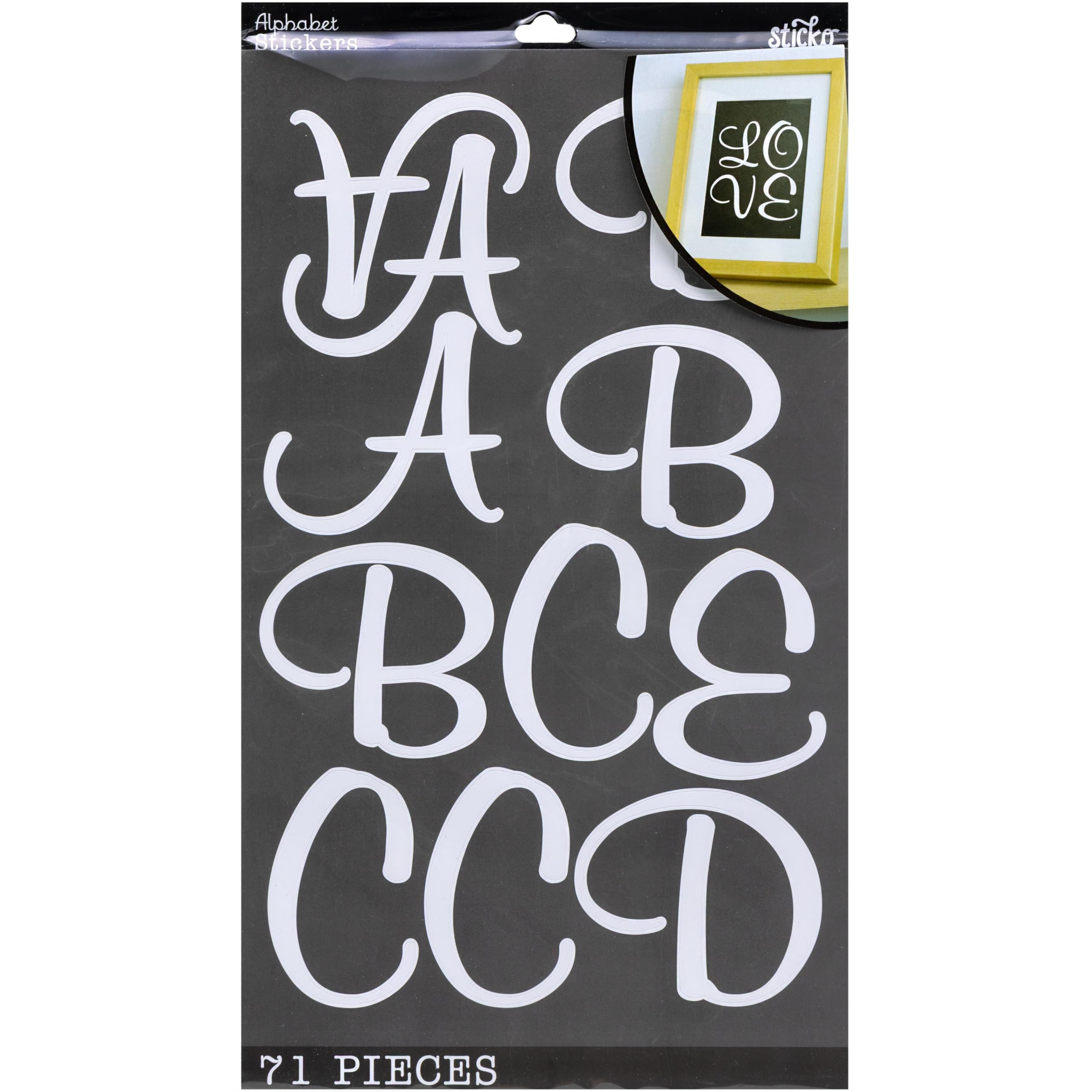 Sticko Alphabet Stickers-White Script Poster