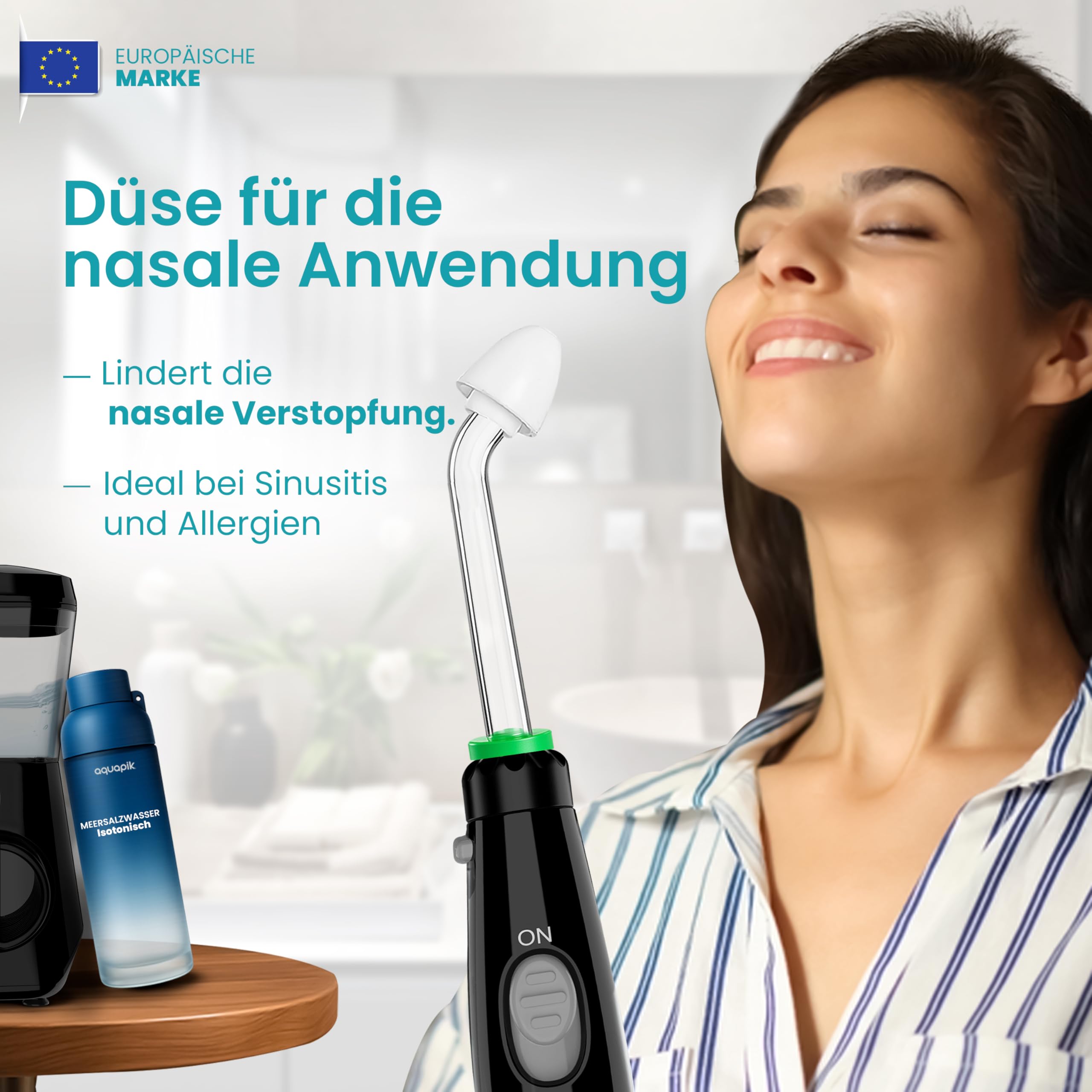 Aquapik® ADVANCED Munddusche | Ideal für Zahnspangen, Implantate und empfindliches Zahnfleisch | Aufhellungs-Kit entfernt Flecken | 10 Druckstufen | 10 Düsen | Von Zahnärzten empfohlen.