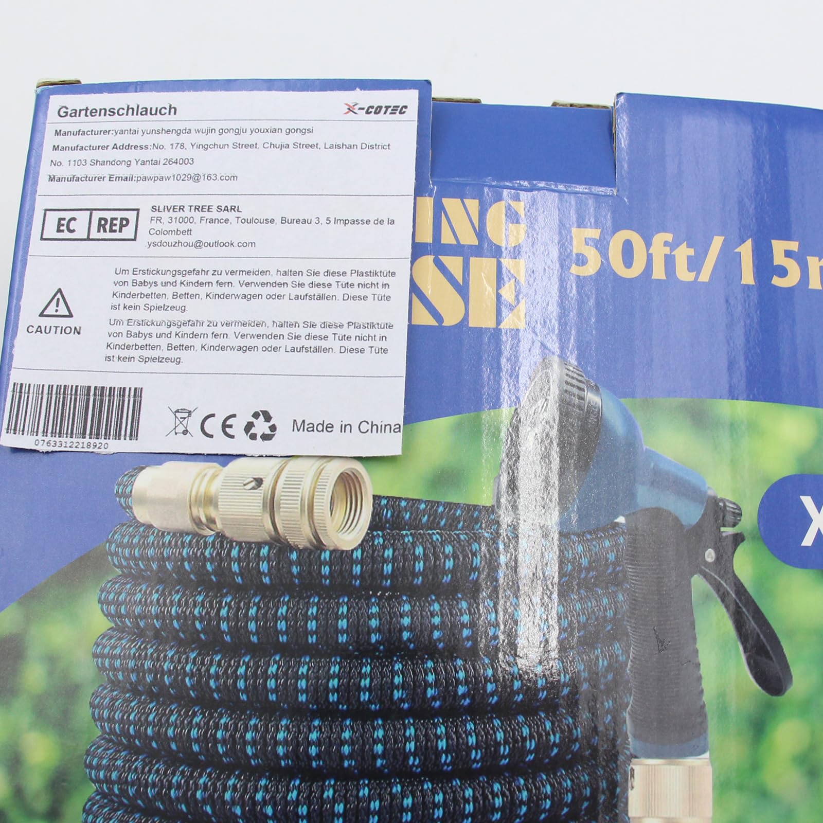 Manguera Jardin, Manguera Extensible 15m, Mangeras Jardineria Flexible Con 3/4",1/2" Conector, Manguera de Jardín con Pistola Rociadora de 10 Funciones, Manguera de Riego, para Jardineria