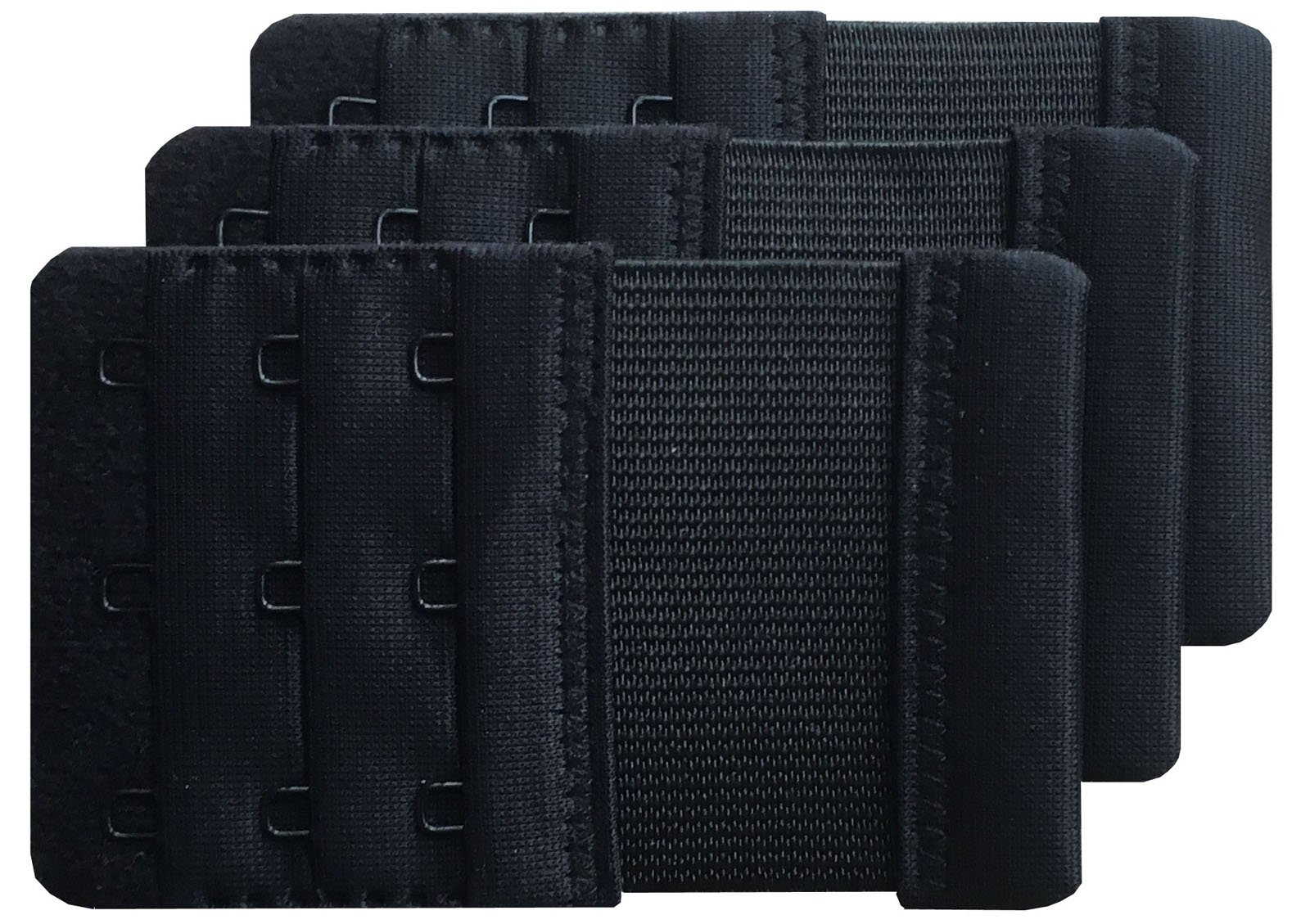 Chanie Women's Black 3/4 Inch (1.9Cm) Spacing Pack Of 3 Soft Comfortable 3 Hooks Bra Extender,9.4Cm X 5.6Cm