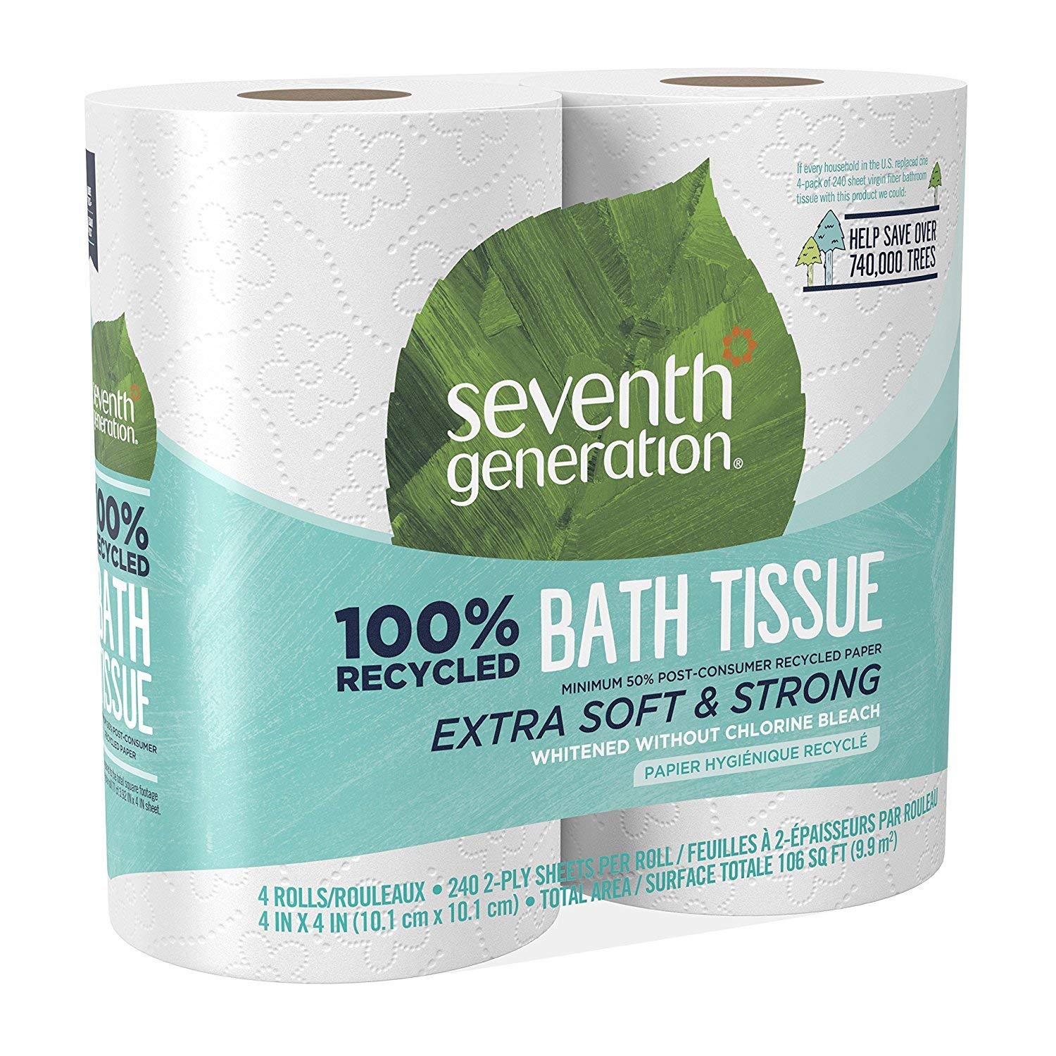 Seventh GenerationBathroom Tissue, 2-ply, 300 Sheets, 4 Count (Pack of 12)