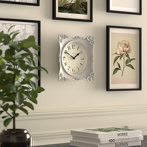 Miniatura 5 de JONES CLOCKS® Reloj de Pared Rialto | Reloj Cuadrado de Estilo Vintage Ornamentado | 10 pulgadas | Gris Overcoat | Ideal para la Sala de Estar o el