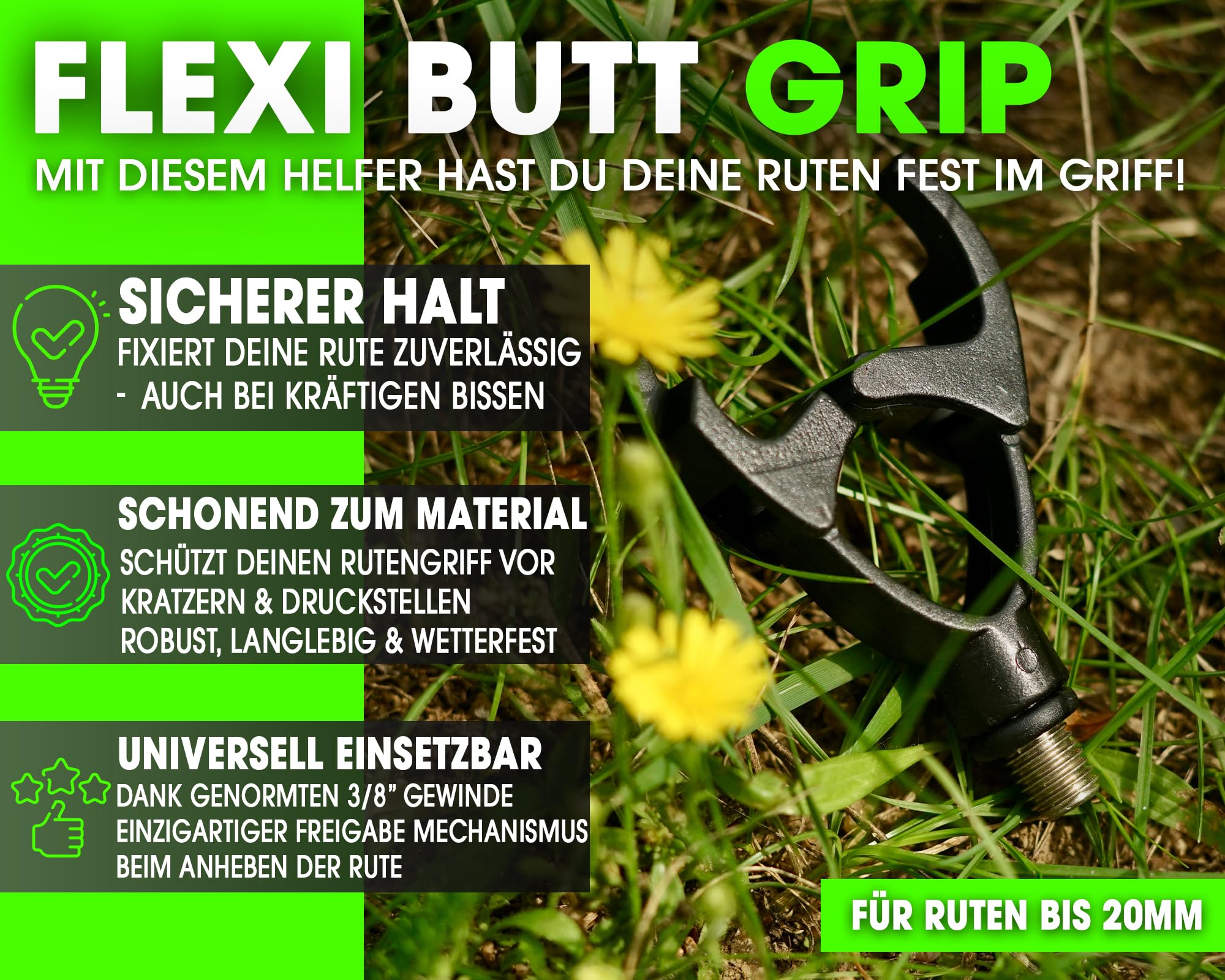 Angel-Berger Magic Baits Flexi Butt Grip nakładka na wędkę, czarna | Rod Reszt, Rod Pod, sztanga, Carp Tackle