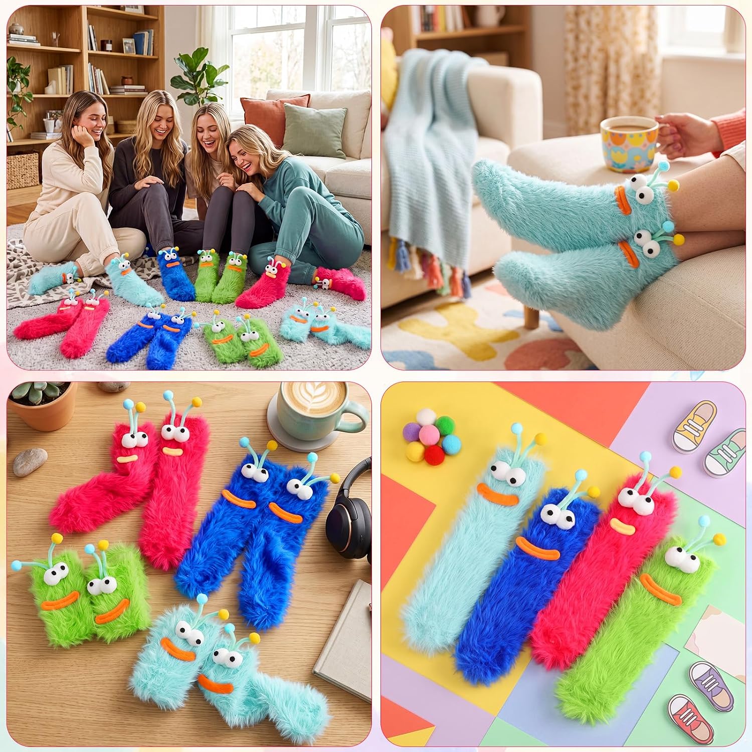 JaGely 4 Pairs Crazy Funny Fuzzy Silly Socks for Women image 4