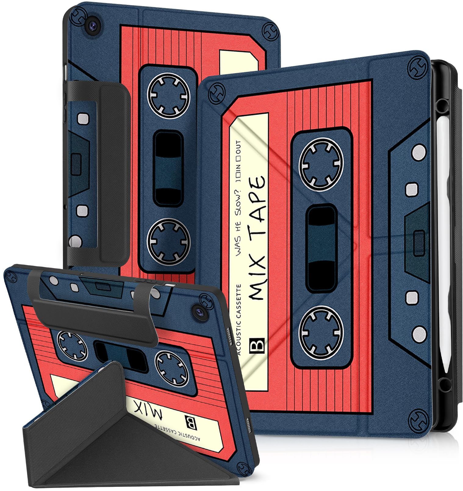 Miss Adola for Samsung Galaxy Tab A9 Plus Case with Pen Holder - for Girls Women Boys Cute Cartoon Cool Anime Kawaii Fun Protector Stand Folio, Tape