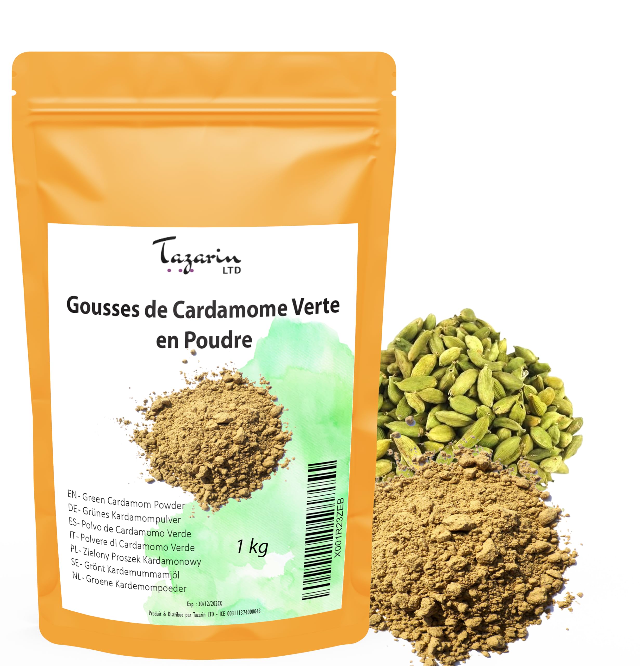 1kg Cardamome en Poudre - Cardamome Verte Moulue - Arôme & Goût Intense - Elettaria Cardamomum - 100% Naturel, Pur et Sans Additifs - TazarinLtd