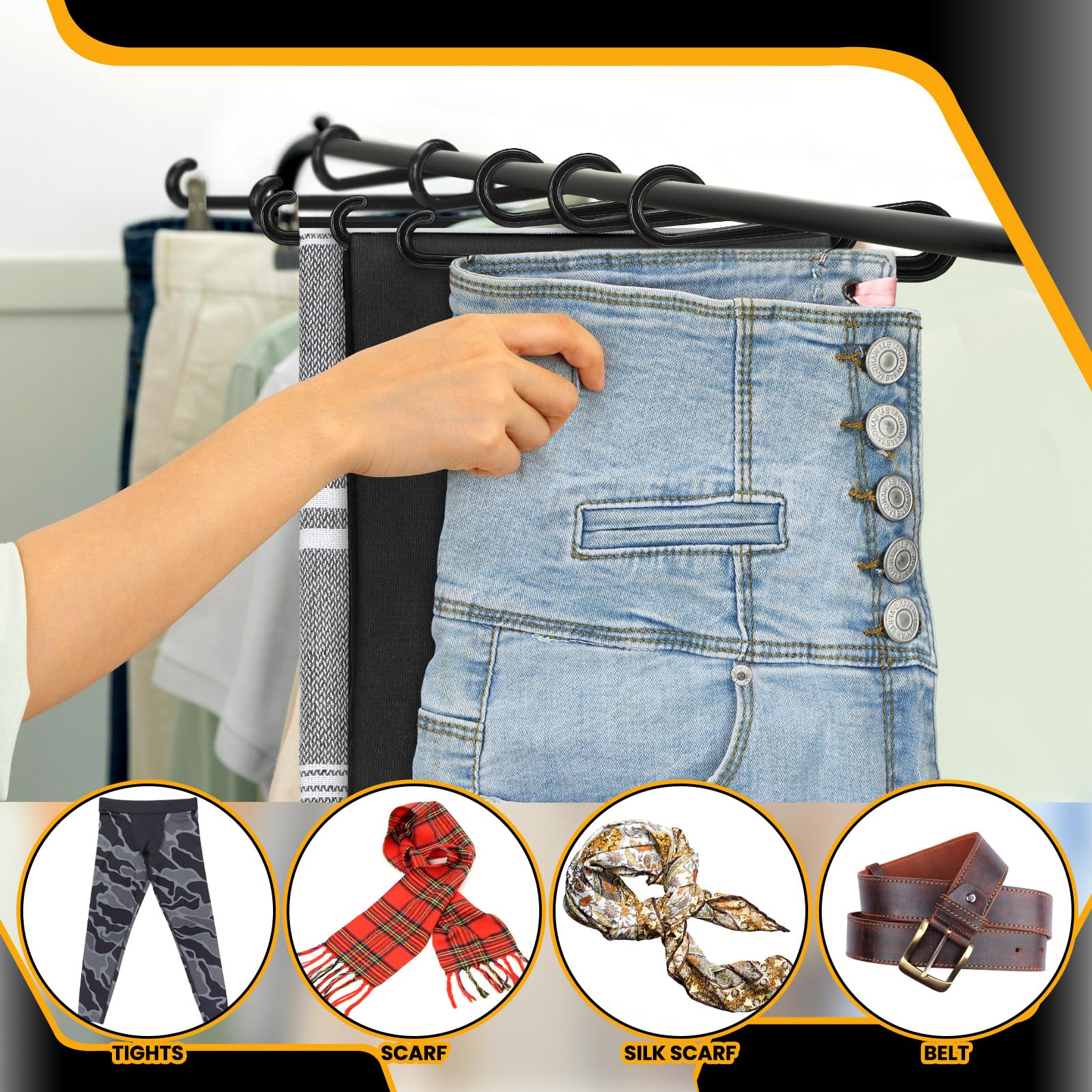 DoubleFill 100 perchas de plástico para bufandas con barra curvada de 7.9 pulgadas, ganchos de exhibición de bufandas, perchas negras de cuello corto para boutiques, tiendas y espectáculos de