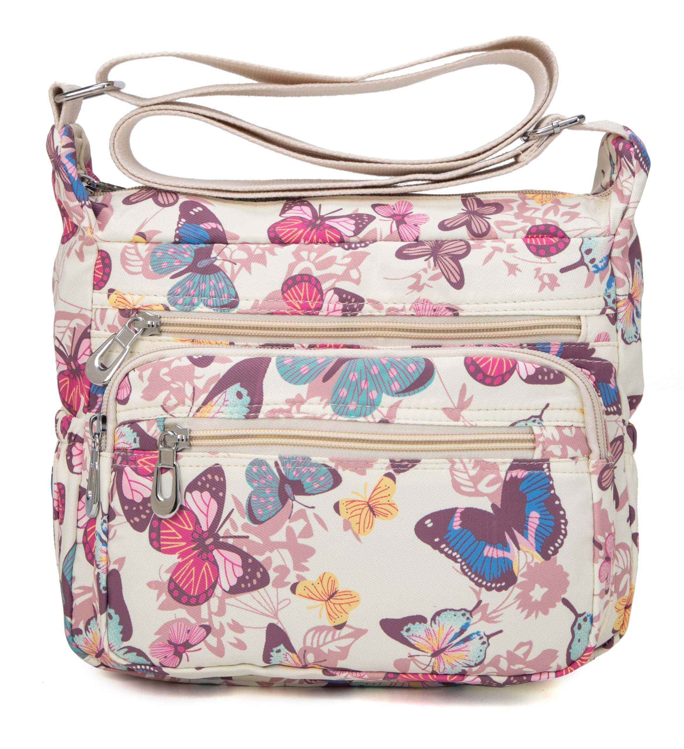 Pealwel Women Shoulder Handbag Roomy Multiple Pockets Bag Ladies Crossbody Purse Tote Top Handle Satchel(Butterfly)