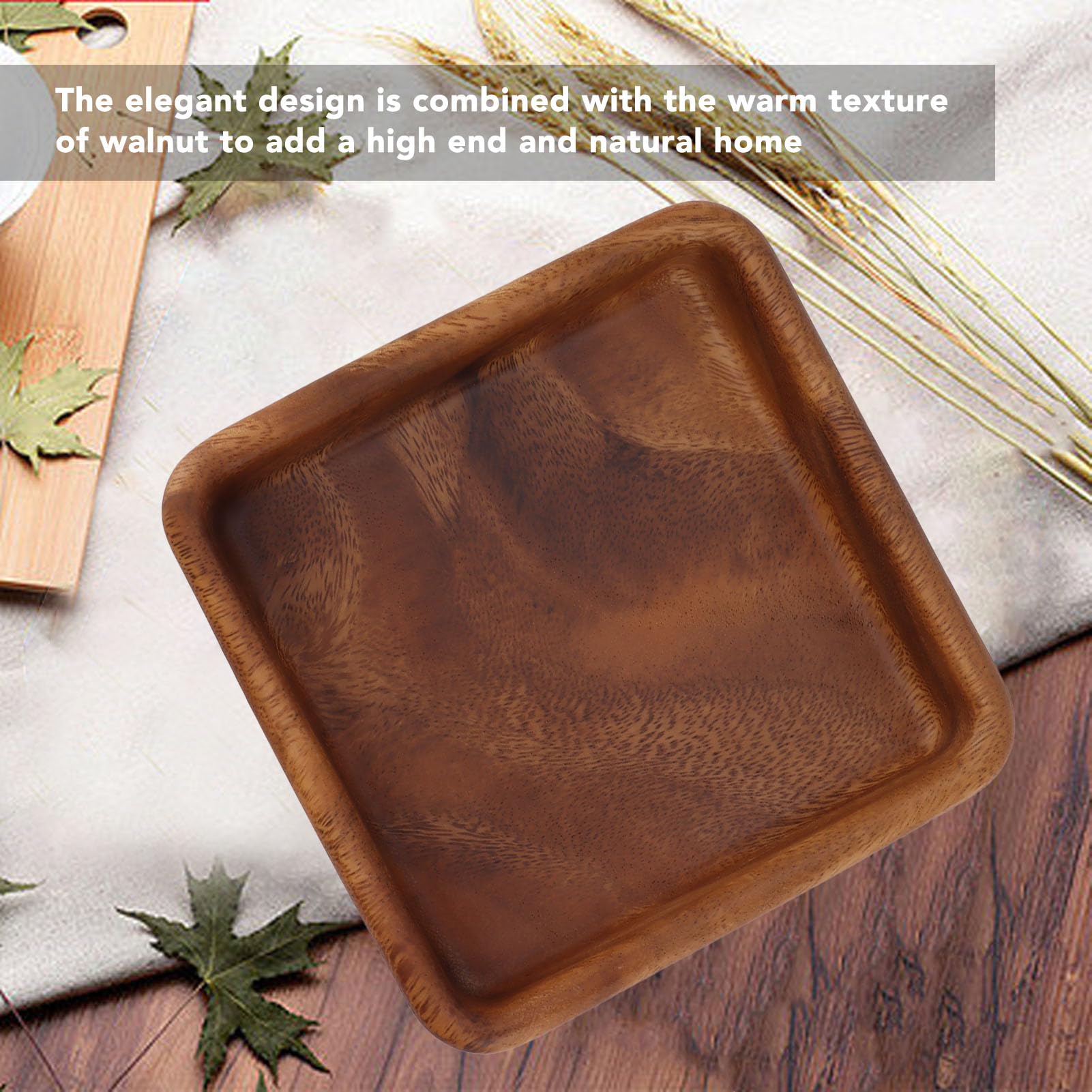 Vassoio Portata Legno Naturale - Quadrato 15x15cm, Per Frutta, Snack, Decorazione Rustica - Foto 4