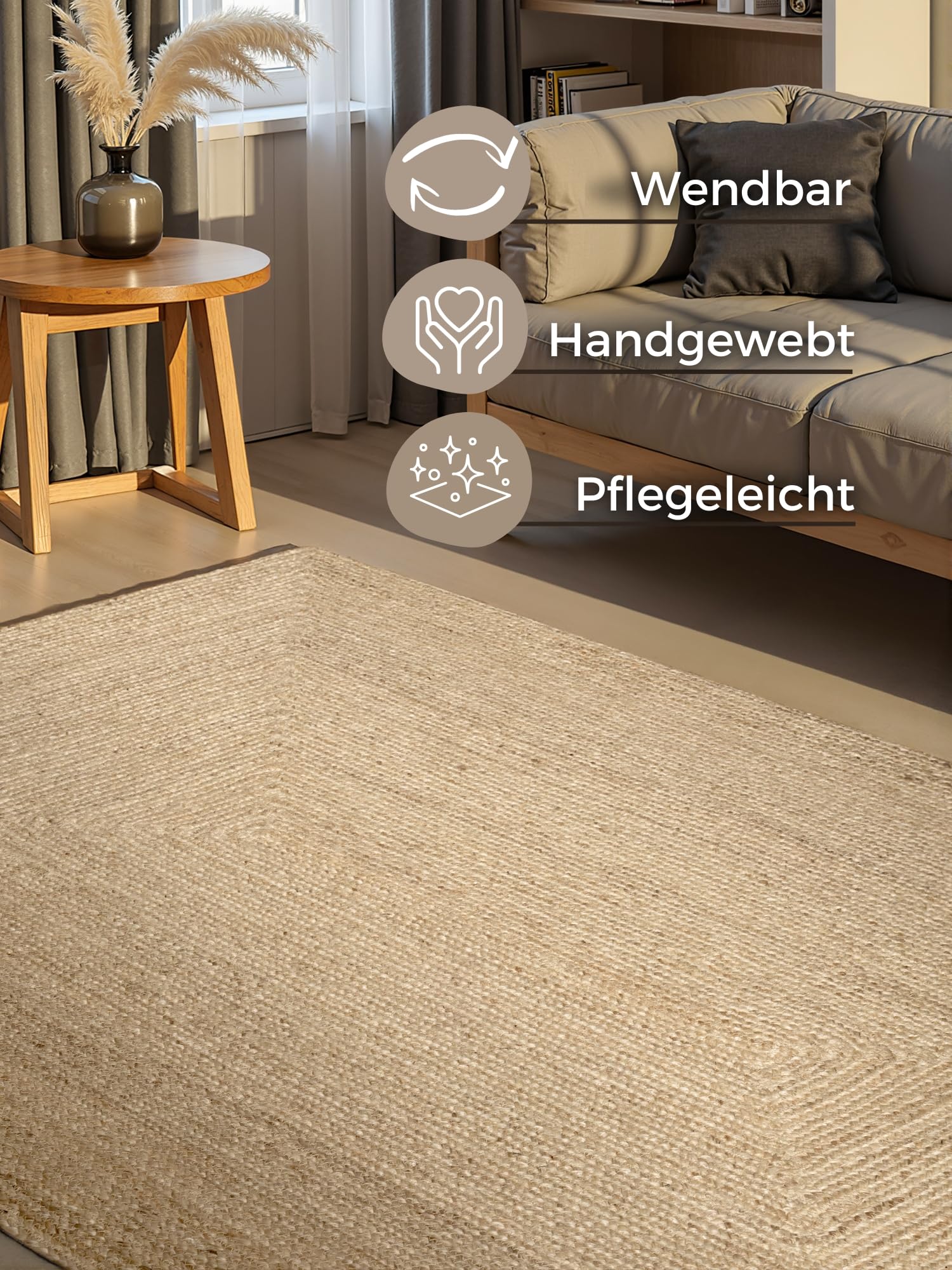Hanse Home Sharmila Jutetetapijt, natuurlijk woonkamertapijt van 100% jute, handgeweven, robuust en onderhoudsvriendelijk, modern, boho-natuurlijke vezels, natuurlijk wit, 80 x 150 cm
