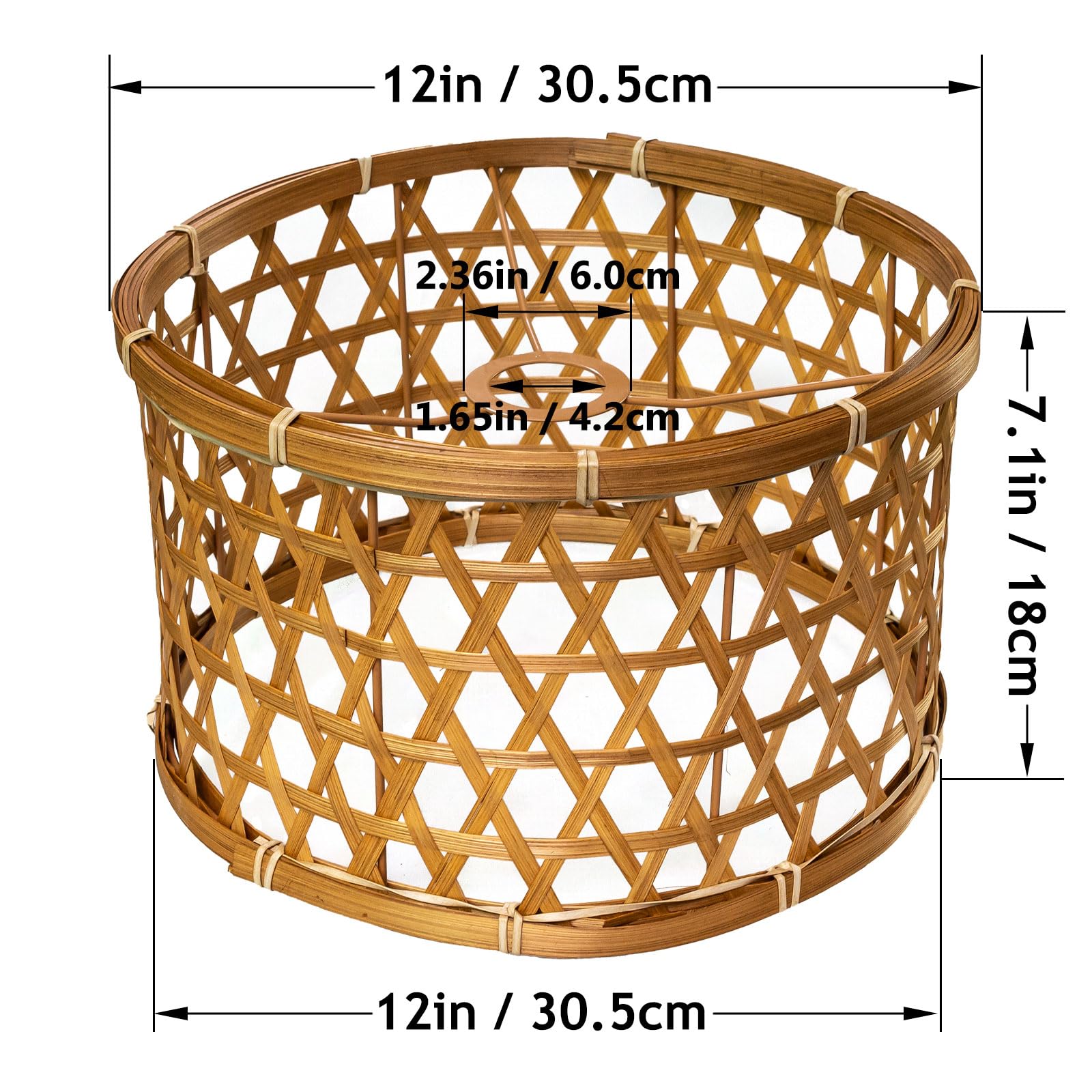 paralume rotondo,bambù, a tamburo intagliato,Design unico a “diamante per lampada da terra, lampada a sospensione, lampada da tavolo