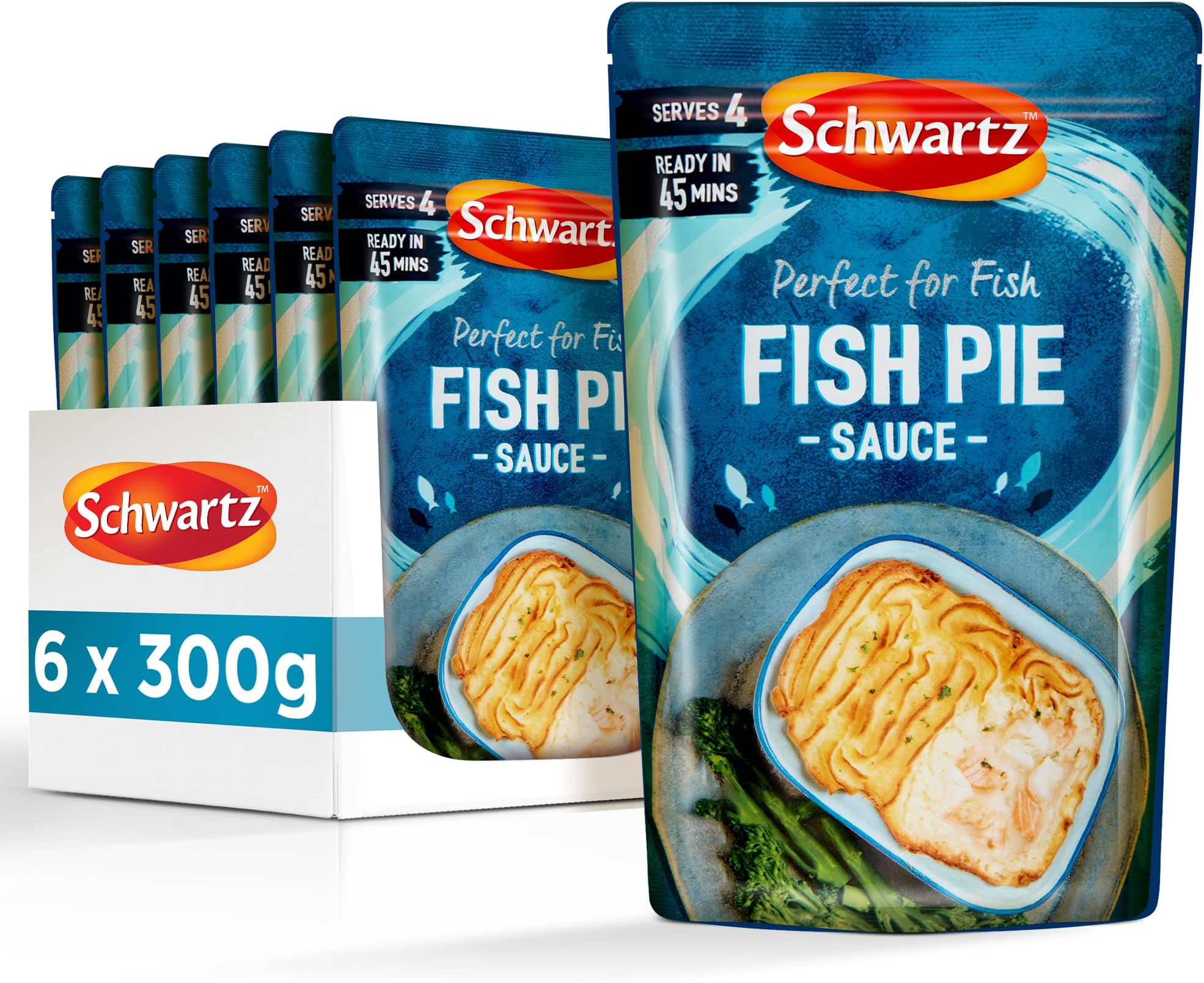 Fish Pie Sauce 300 G | Serves 4 | Pack of 6 | Quick, Simple and Full of Flavour | Rich and Creamy Taste | With White Wine, Aromatic Parsley and Zesty Lemon Juice | Quick and Easy Preparation