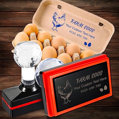 Miniatura 7 de Sello personalizado de cartón de huevos frescos de granja, sellos autoentintados personalizados para gallineros de granja