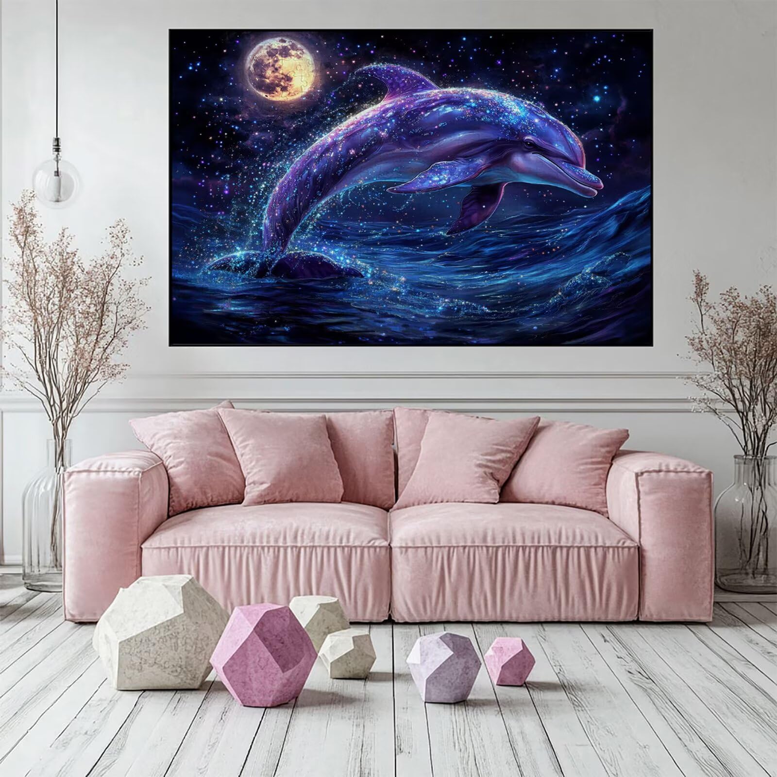 Puzzle 5000 elementów delfin puzzle dla dorosłych księżyc 156 x 105 cm unikalne rzemiosło klasyczne 3D drewniana układanka do rodzinnych gier aktywnych, układanka zrób to sam do dekoracji ścian domu