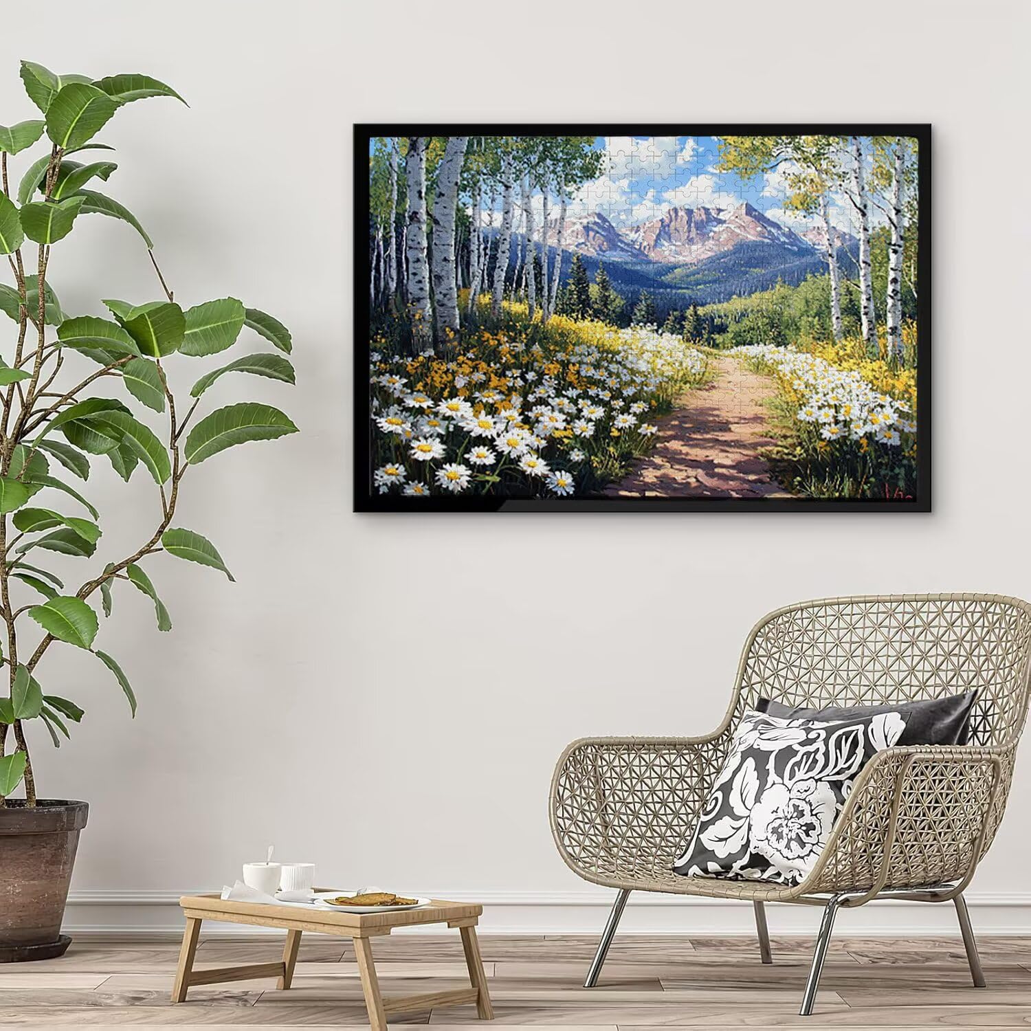 Kwiaty brzozy - puzzle 1000 sztuk dla dorosłych - Puzzle DIY, kreatywna rozrywka, nowoczesna sztuka, klasyczne puzzle dla dorosłych i chłopców w wieku 12 lat, prezent dla mężczyzn i kobiet 75 x 50 cm