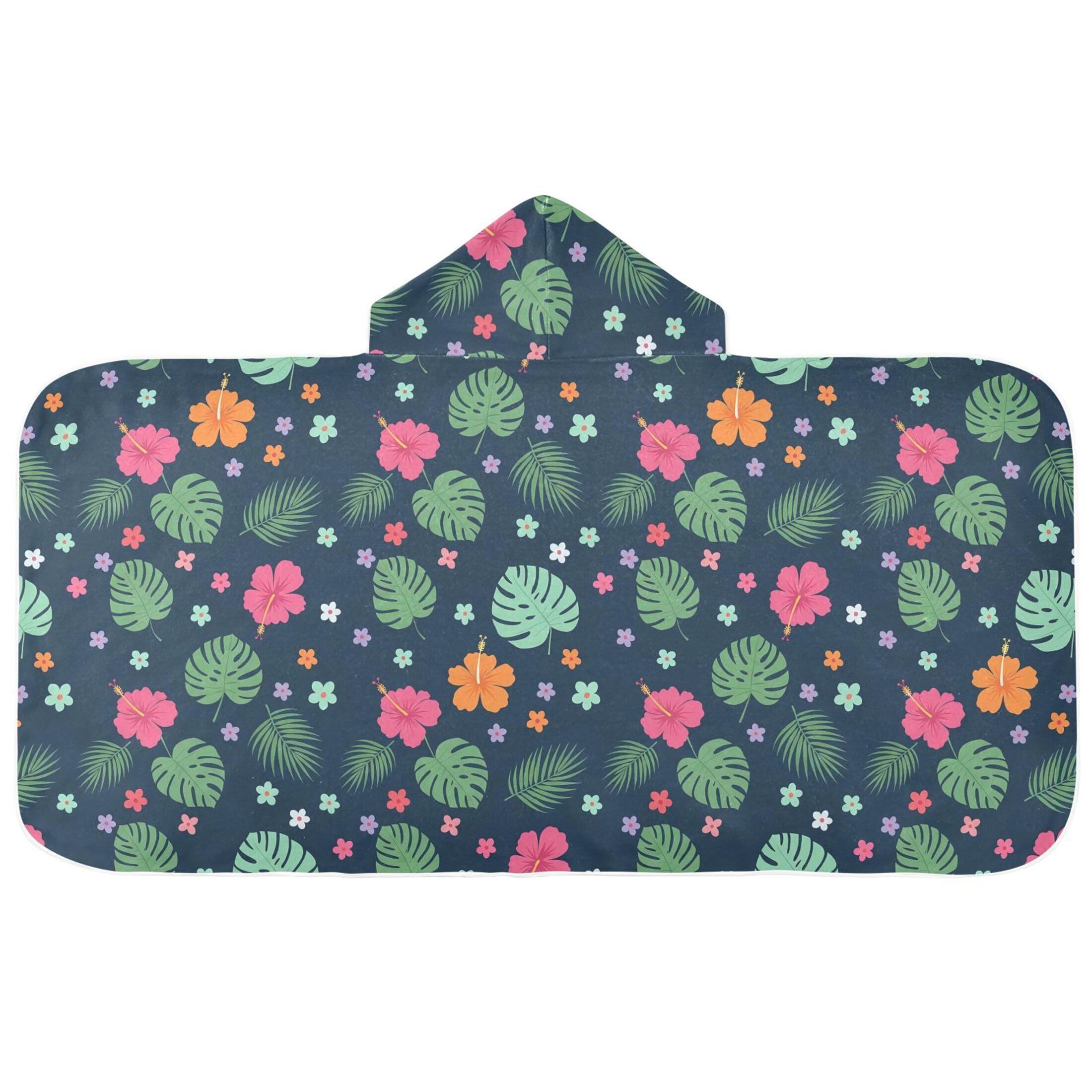 Fuauuyl Hibiscus Monstera Leaves Hooded Baby Bath Towel Soft & Breathable Towel for Newborns Infants Toddlers, Nursery Essential