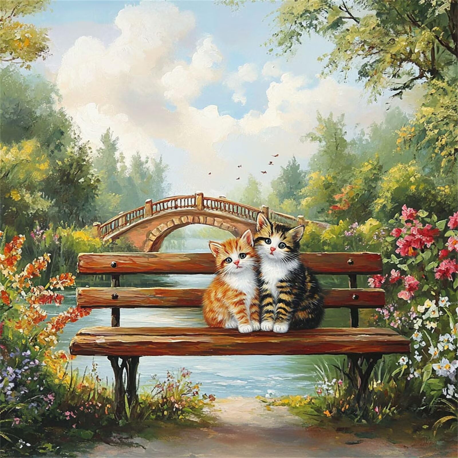 Broderie Diamant Kit Complet 5D, Chat Diamond Painting Adulte Plein Foret, Peinture Diamant pour Adulte Enfant Débutant, Loisirs Créatifs de Détente et Décoration Maison, Jardin 90x90cm FX#903