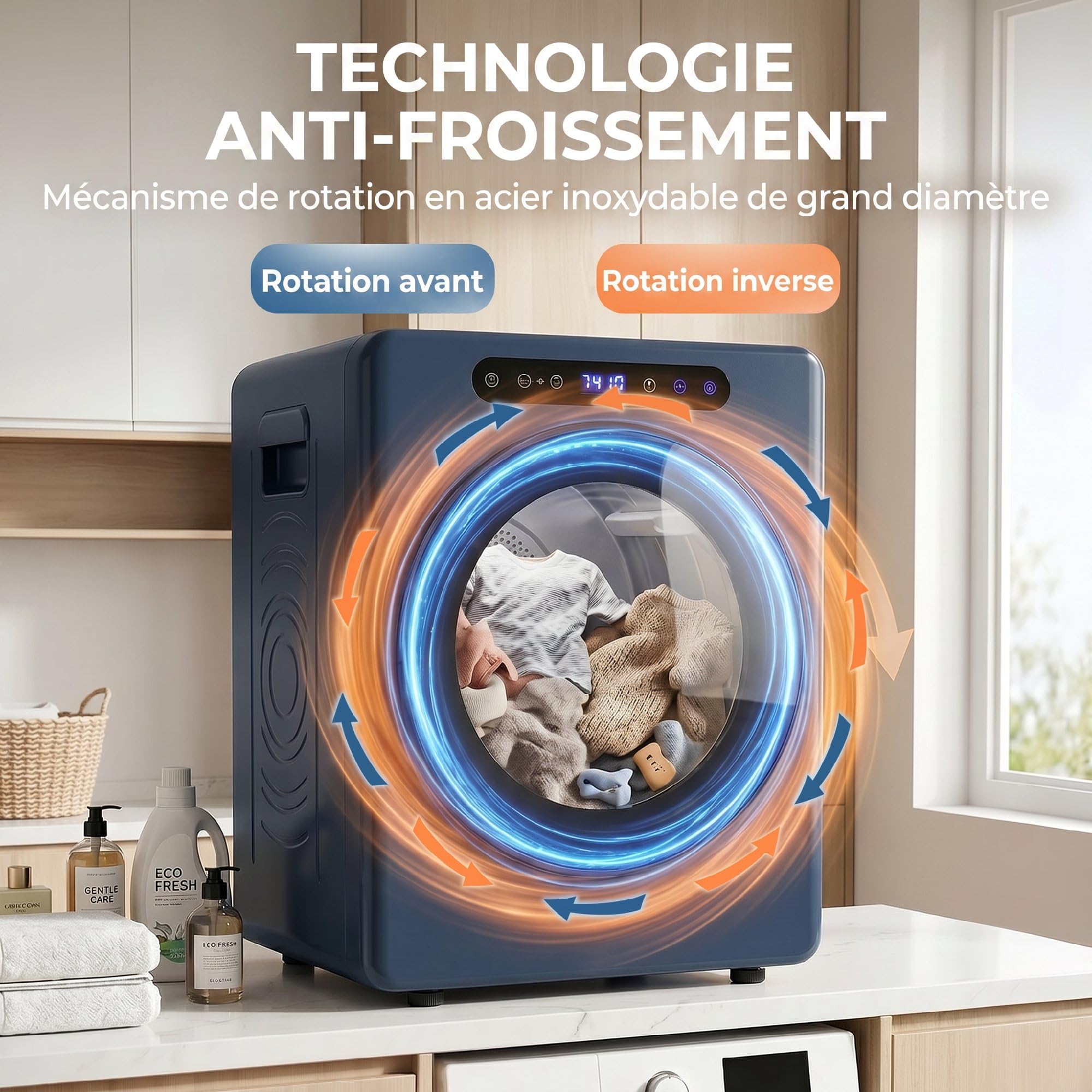 HOMCOM Mini secadora con ventilación 5kg con esterilización Azul