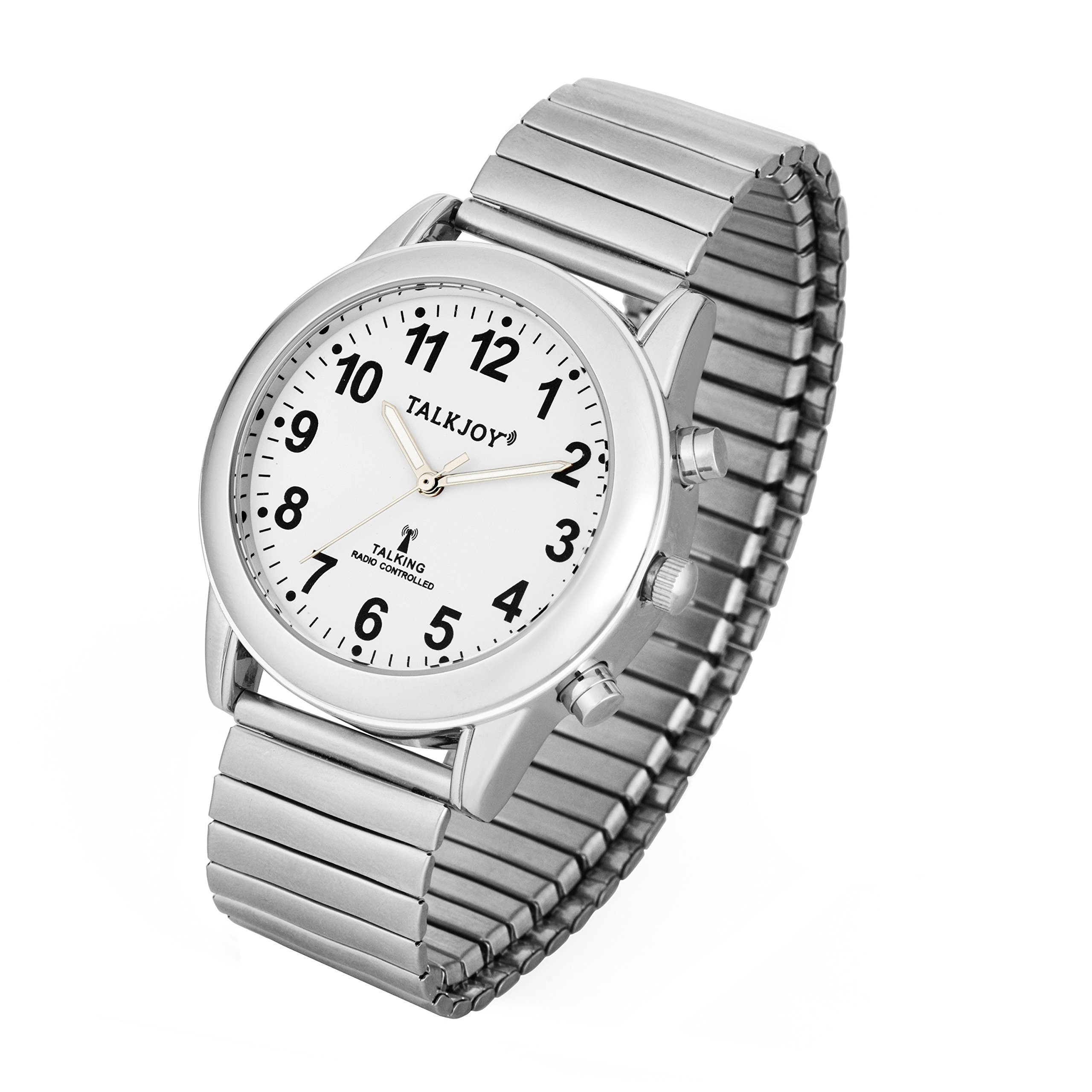 Sprechende Armbanduhr Damen Silber, Blindenuhr mit Deutscher, lauter Sprachausgabe, Uhrzeit & Datum auf Knopfdruck, Seniorenuhr mit Wecker & Metallzugarmband