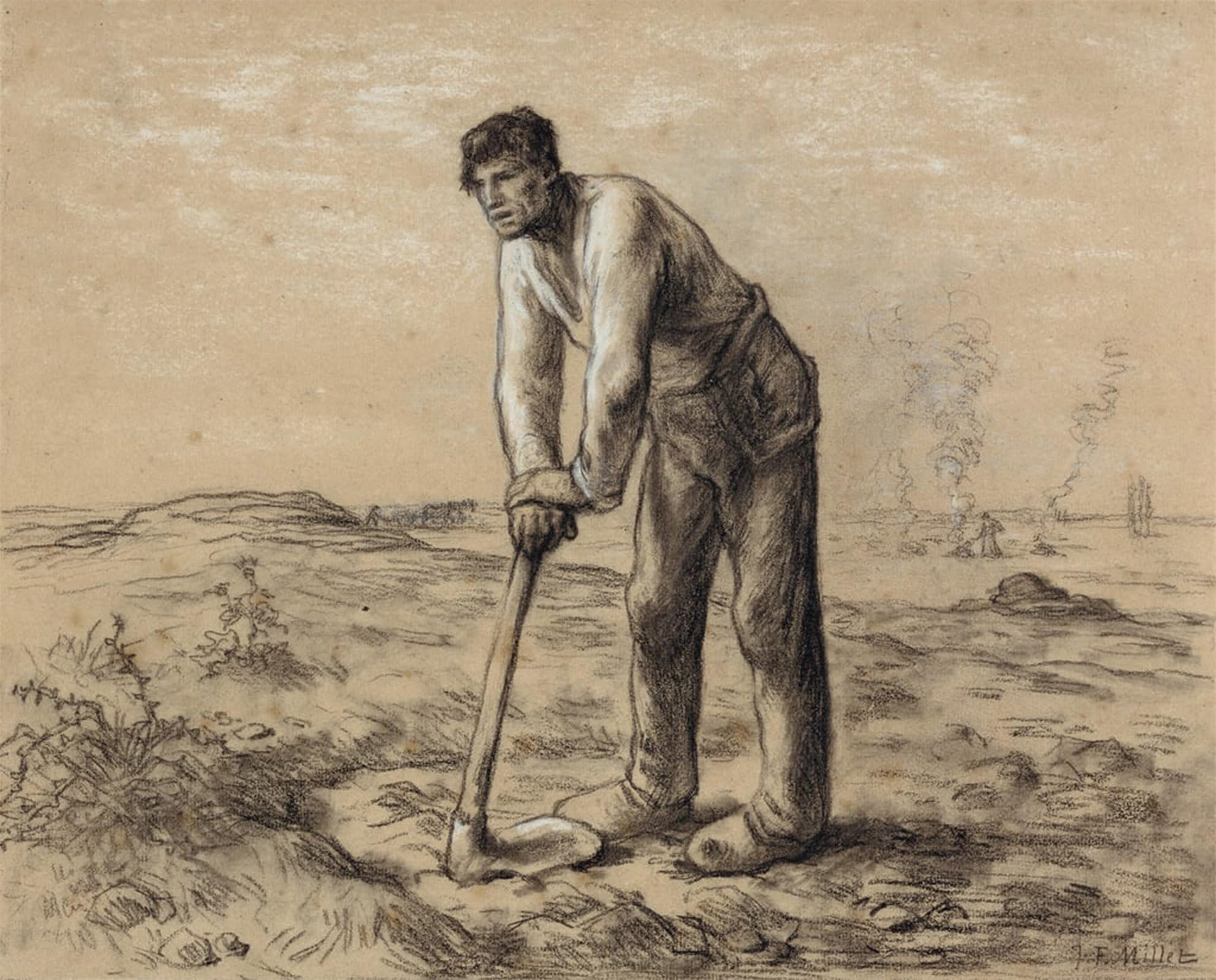 POSTERIIk Vintage Art Print Images Pictures Print Man with a Hoe by Jean Francois Millets Modern Colour Posters for Office Home Decor 60x90cm