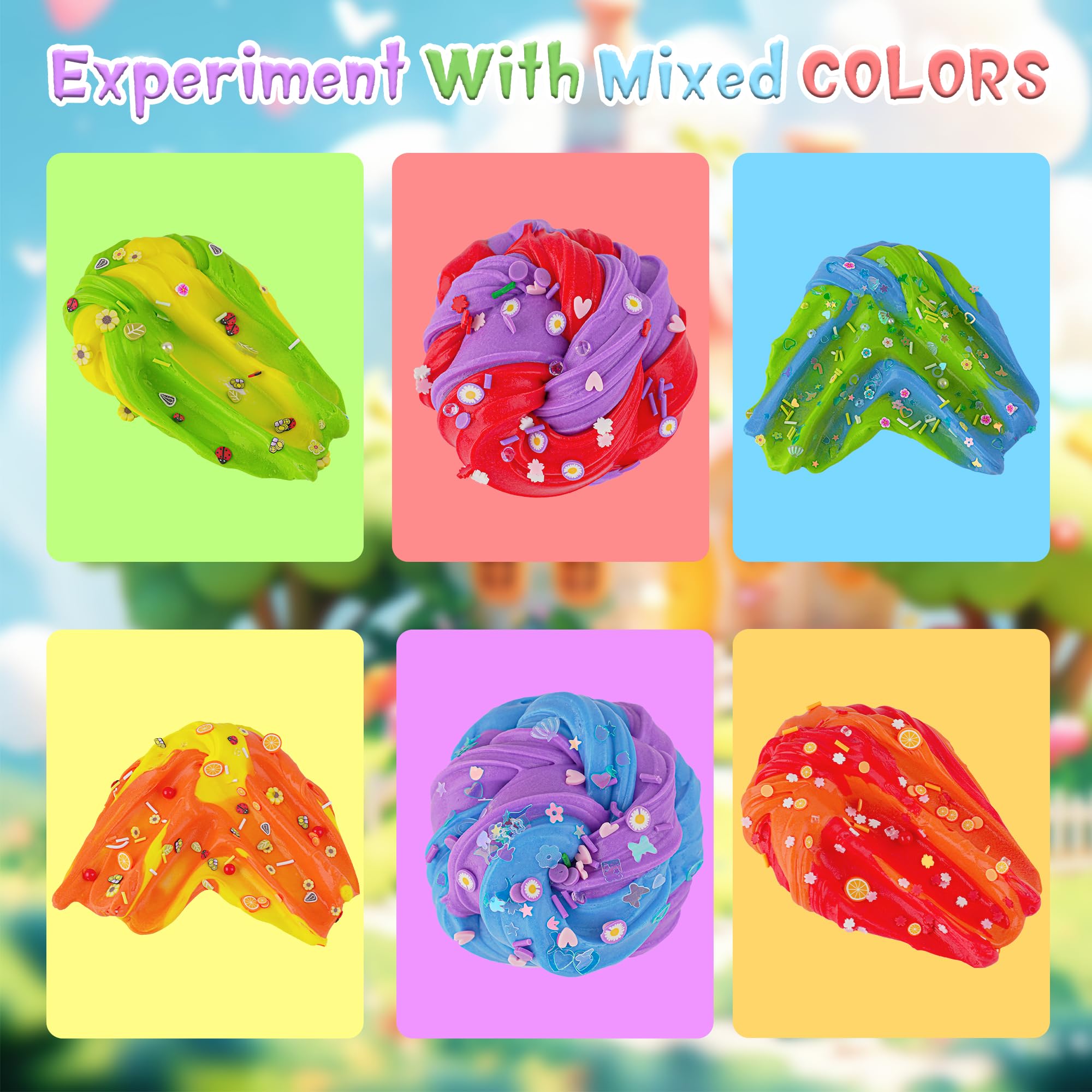 8 x 100 ml Schleim-Set, Slime Variety Pack Different Textures, mit Cloud, Clear, Butter Slime, Schleim-Partygeschenke für Kinder, Geburtstags-, Oster- und Halloweengeschenk für Jungen und Mädchen