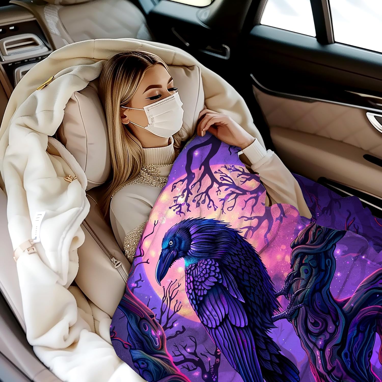 Blanket Mystic Raven Lightweight Soft Throw Blanket for Girls Teens Women, Halloween Fuzzy Blanket Home Room Decor 50x60 Inches - Image 6
