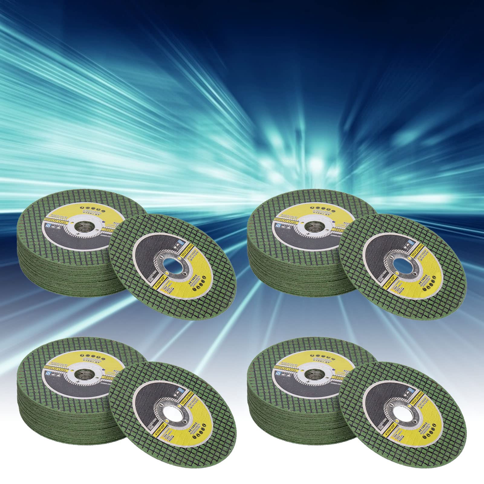 Ausla Tarcza do Cięcia żywicy, 100 szt. Tarcza do Cięcia żywicy 107 Mm X 1,2 Mm X 16, Stalowy pierścień z podwójną siatką Rur ze Stali Nierdzewnej Kątownik z Narzędziami Obrotowymi