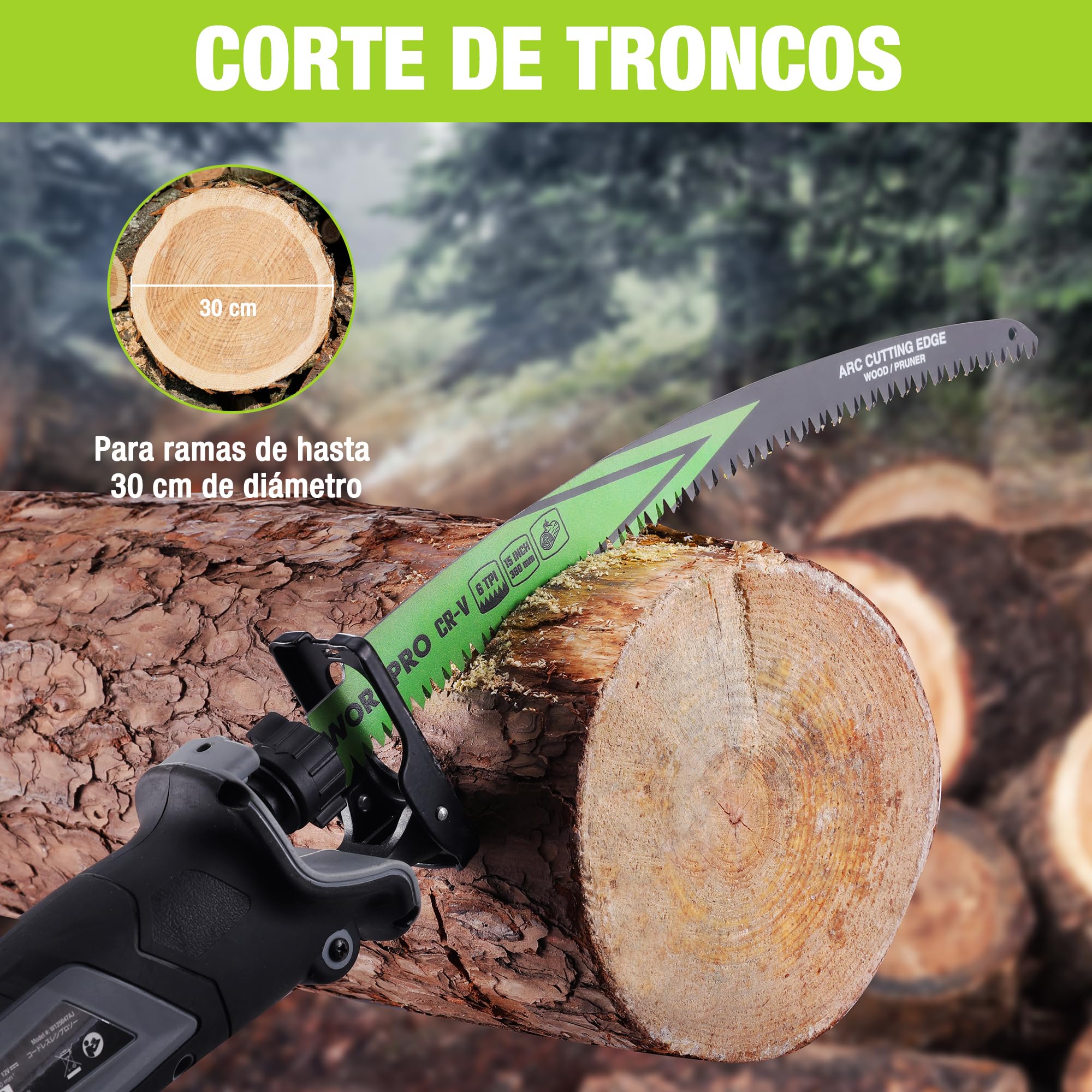 WORKPRO 5-Piezas Hojas de Sierra de Sable, Cuchillas de Sierra de Cr-V para Poda de Madera, Hojas de Sierra para Cortar Ramas, Hojas de 38cm, 6TPI, Compatible con la Mayoría de las Sierras de Sable