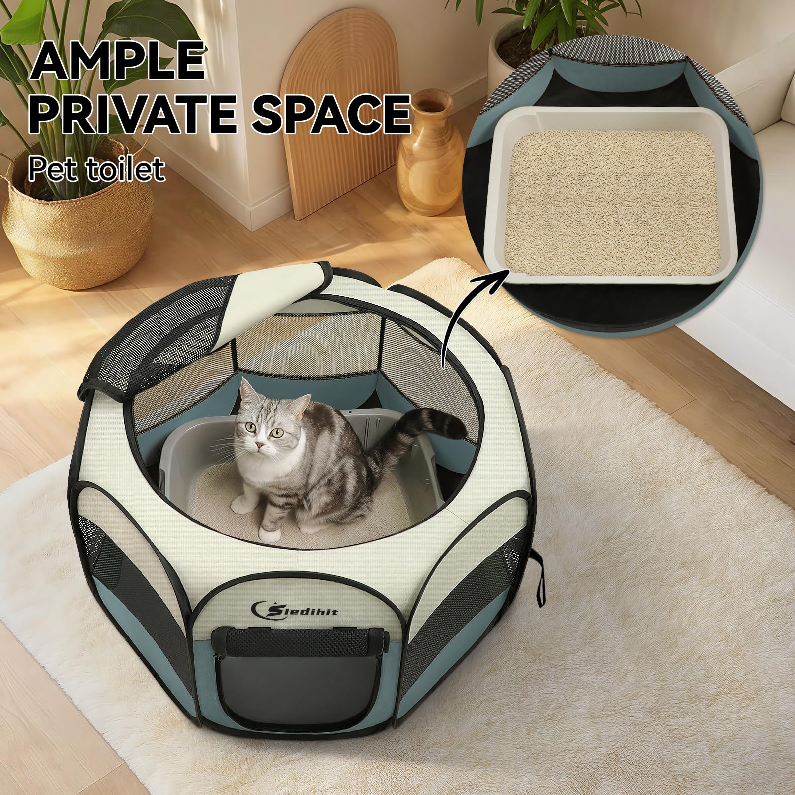 Siedihit Dog Cat Playpen - Portable Pet Enclosure -6