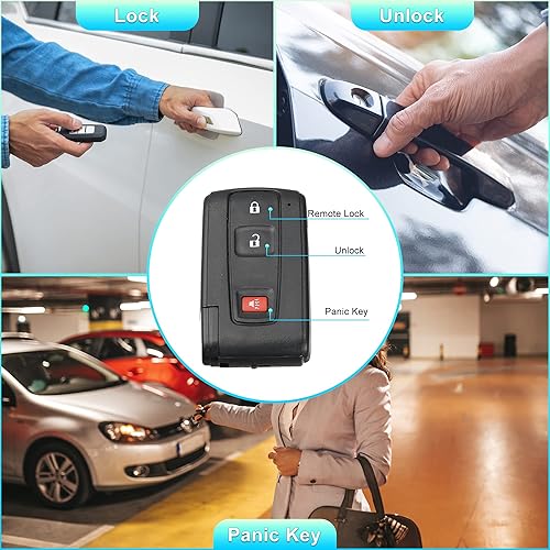 Miniatura 4 de X AUTOHAUX MOZB21TG - 2 llaves de repuesto para Toyota Prius 2004-2009, 3 botones con llave de puerta 89070-47180, compatible con logotipo negro, no