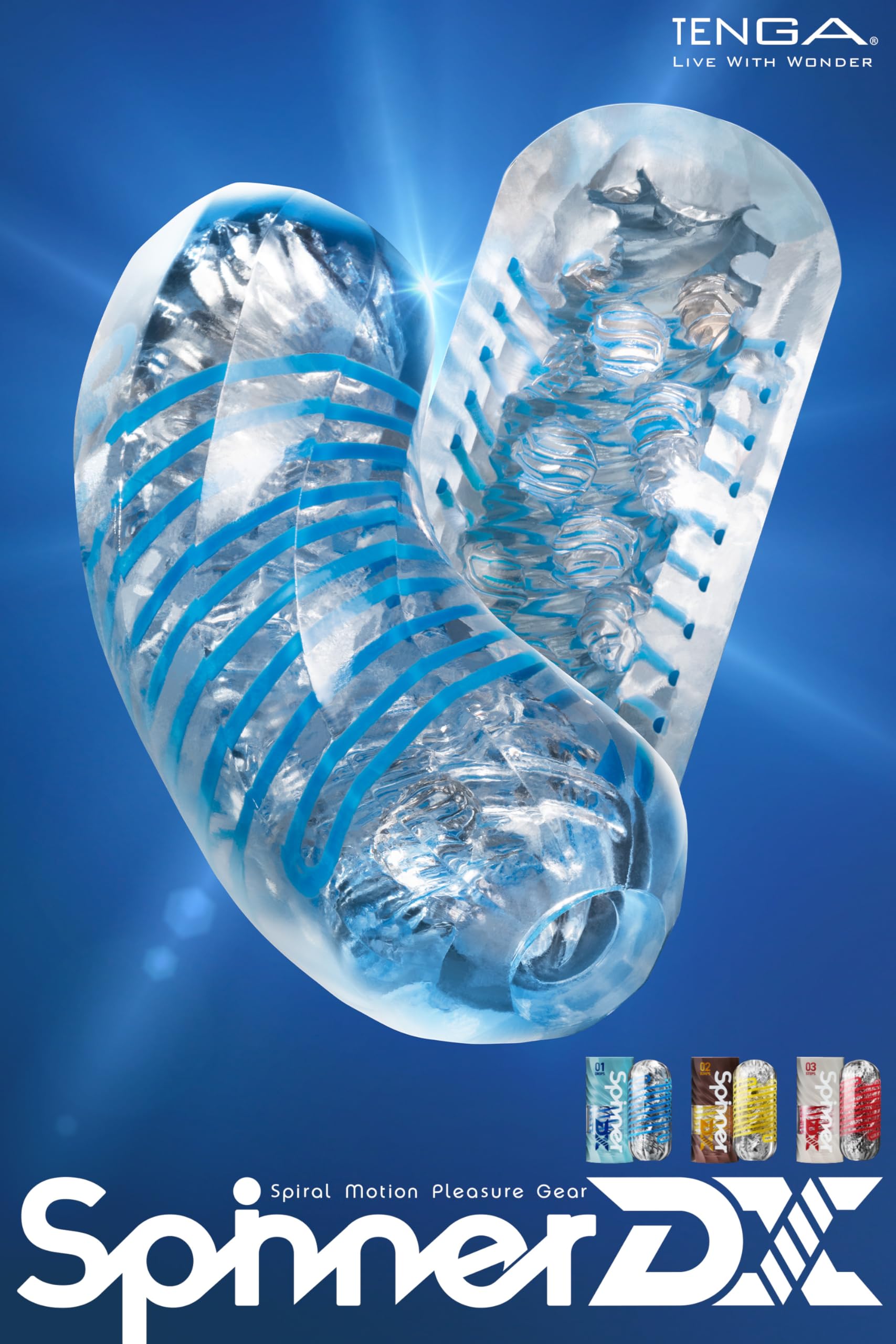 TENGA SPINNER DX 03 Steps - Sex toy riutilizzabile per uomo con sensazioni estreme e materiale elastico, incluso un campione di lozione – masturbatore per uomo discreto e portatile