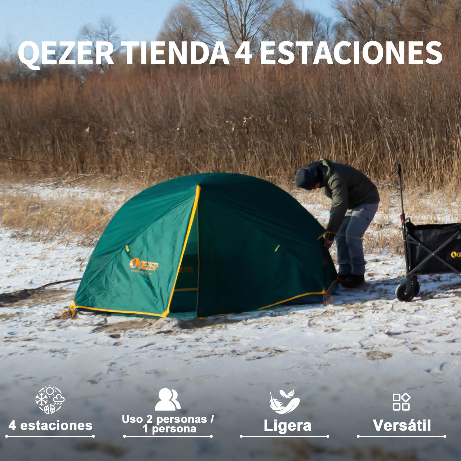 Tienda de campaña con cúpula Ultraligera, Impermeable y Resistente al Viento, Adecuada para Tres/Cuatro Estaciones