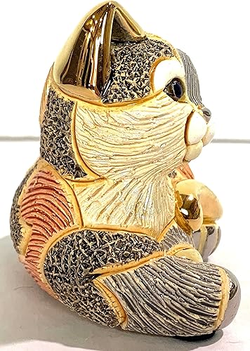 Miniatura 4 de Gatito calico de cerámica esculpido hecho a mano - De Rosa Family Collection F417 en caja de regalo