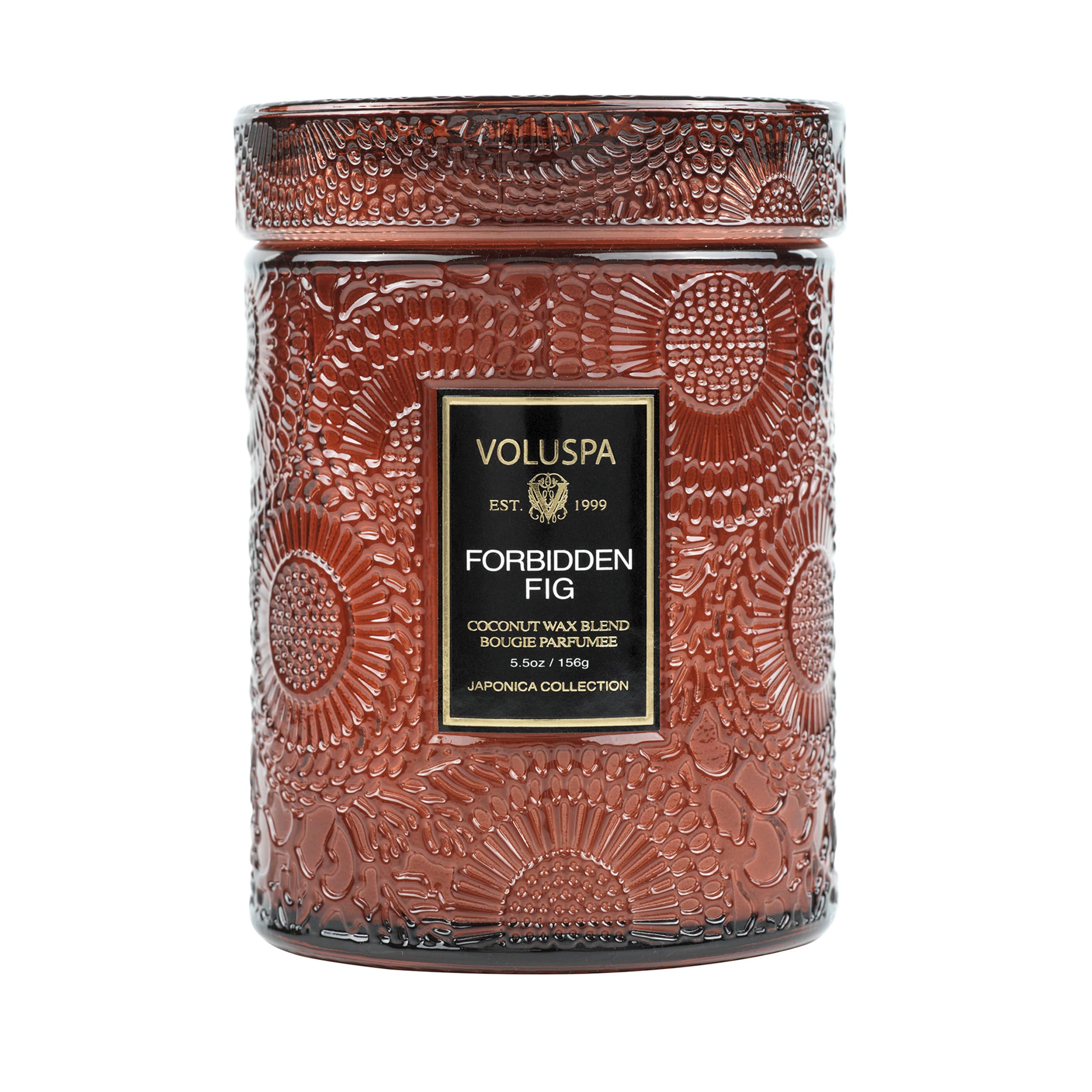 Voluspa Forbidden Fig Candle, 5.5oz, Coconut Wax Blend, Scented Candles for Home, 50 Hour Burn Time, Handcrafted in The USA