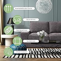 Vista 16 de LEISLAND Sofás modernos de 88.58 pulgadas para sala de estar, sofás y sofás de felpilla con reposabrazos cuadrados, cojín extraíble de respaldo bajo