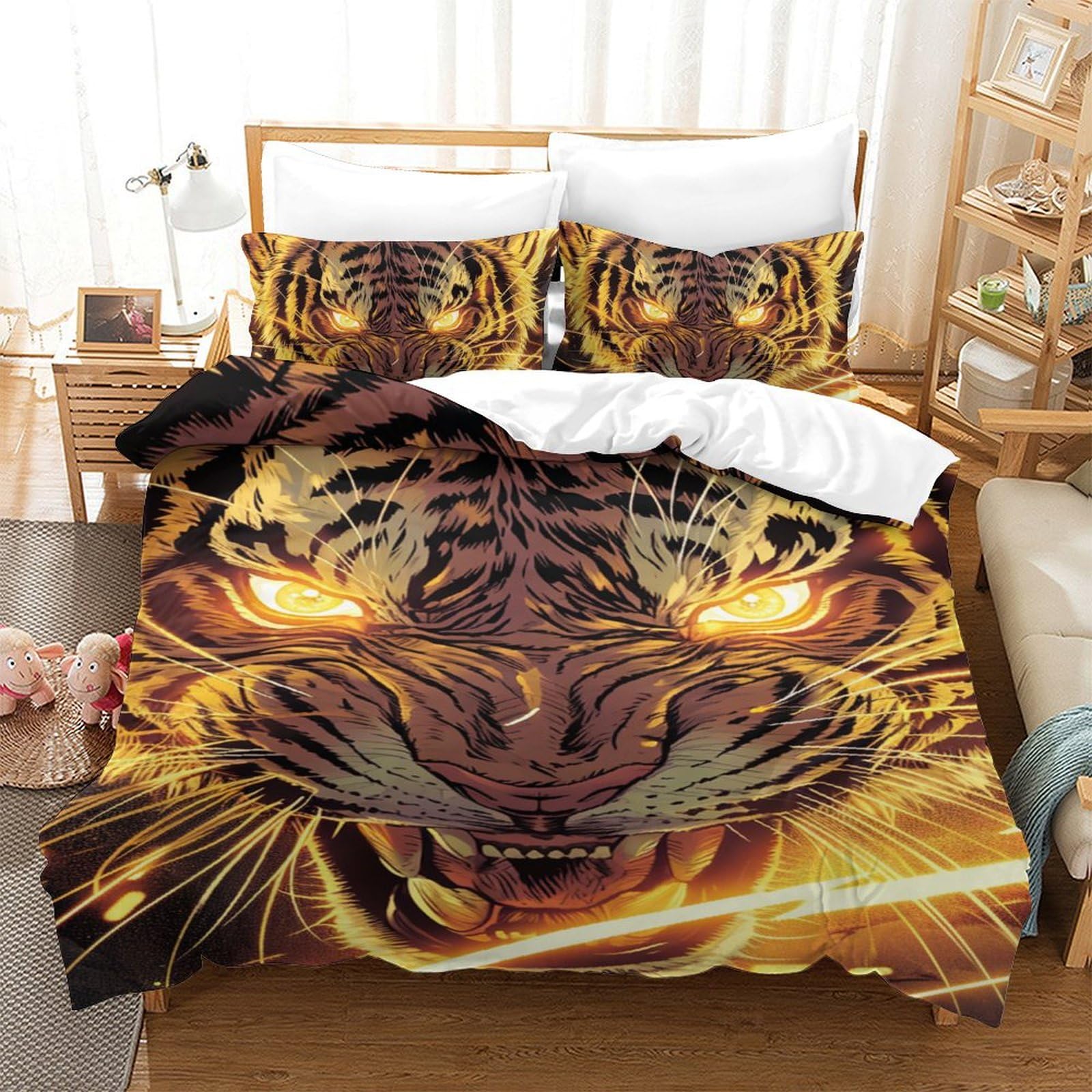 Housse de couette tigre grand fauve pour chambre d'ado sauvage