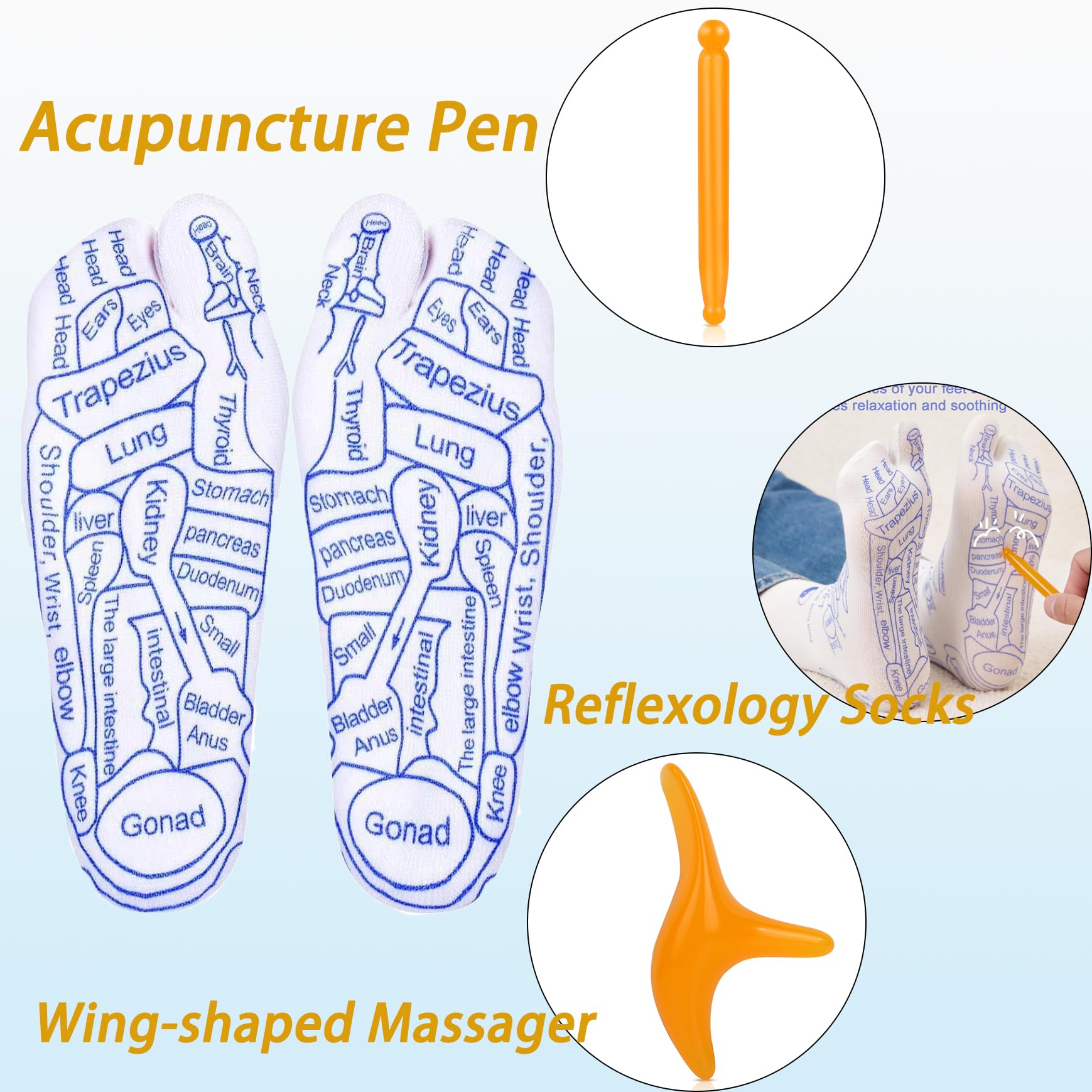 Generic Acupressure Reflexology Socks with Trigger Point Massage Tool,Reflexology Socks Set,Foot Relief and Acupressure Reflexology Foot Massage Socks?women?, White