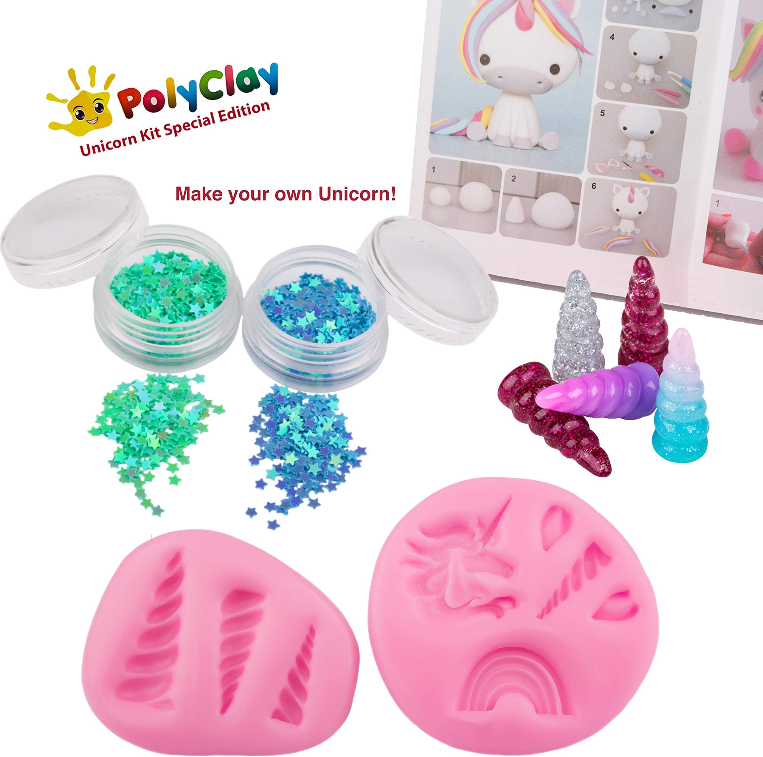 WIZOPLAY Polyclay Modeling Clay Crafting Unicorn Accessories Kit 10 PCS DIY Themed Crafting Projects Simple Step-by-Step Create Arts Figures