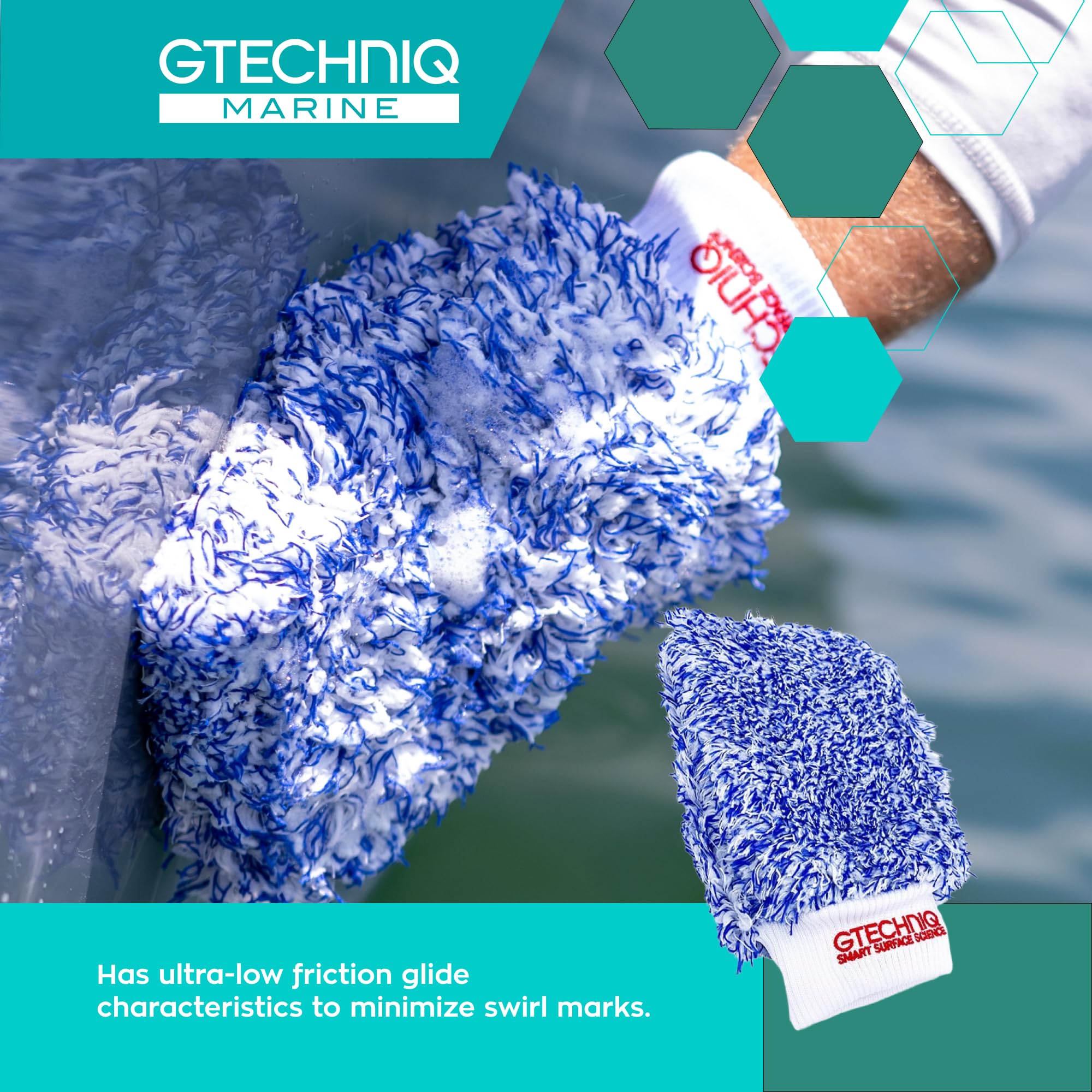 Gtechniq Manopla de Microfibra Cuidado de Superficies Marinas, Unisex Adulto, Azul, Talla única