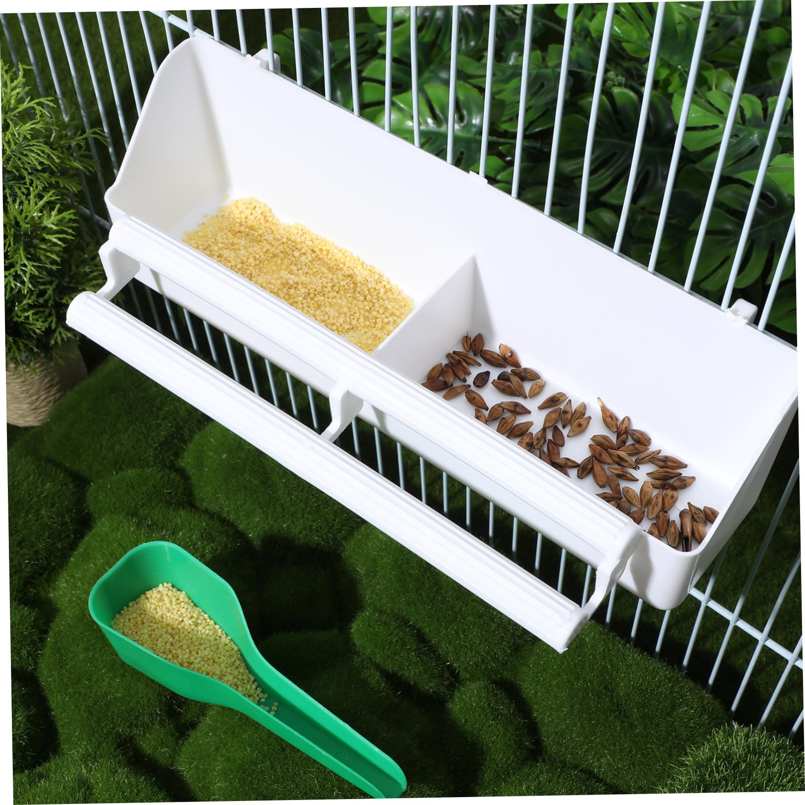 Kisangel 4 Juegos De Caja De Comida para Jaula Cuchara para Comida De Pájaros Jaulas para Pájaros Comederos para Dispensador De Agua Cuencos para a Comedero para