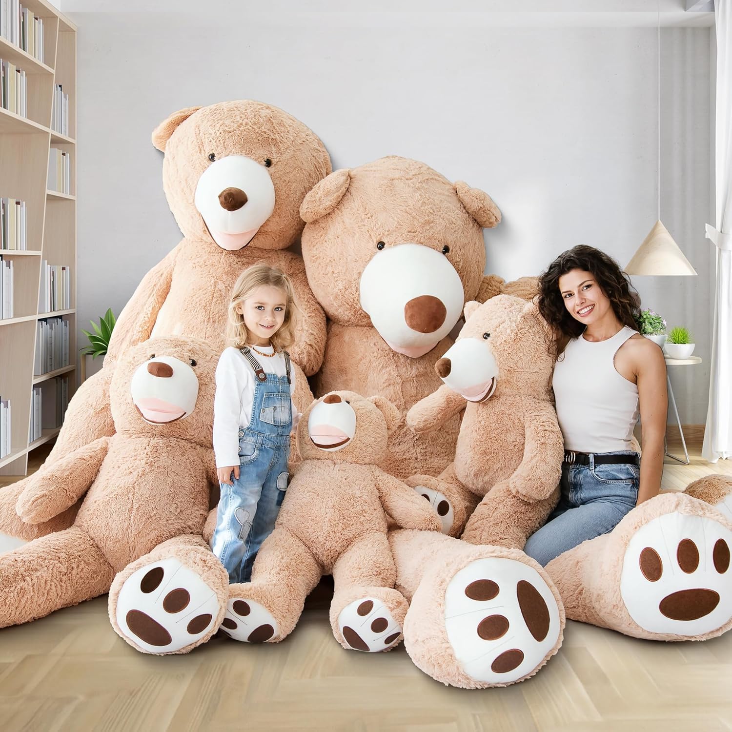 MKS XXL Teddybär 260 cm mit waschbarem Bezug & Reißverschluss – großer riesen teddybär aus weichem Polyester, XXL Kuscheltier als Deko & Geschenkidee, großer teddybär für Zuhause.