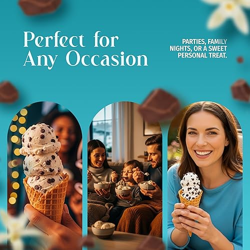 Miniatura 7 de Triple Scoop - Chips de chocolate de vainilla prémium (2) mezcla de helado para hacer helados. Simple, fácil, delicioso. De mezcla gourmet a máquina