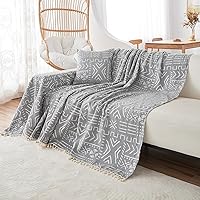 Vista 262 de VClife funda boho de sofá de felpilla para sofá seccional, funda antideslizante para sofá de 2 plazas, protector para mascotas con borlas, funda