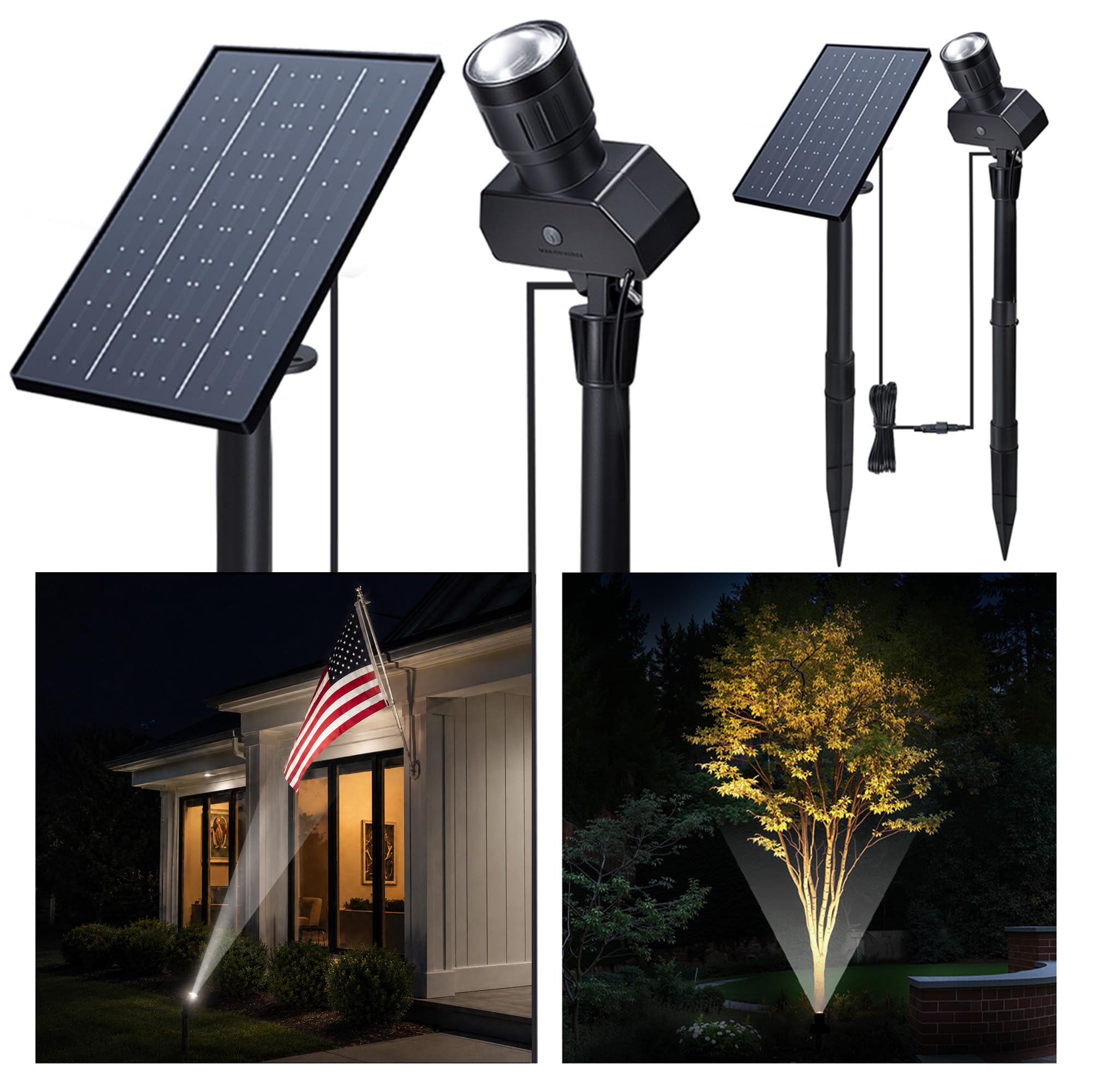 Varmtalys Solar Spot Lights Adjustable Beam