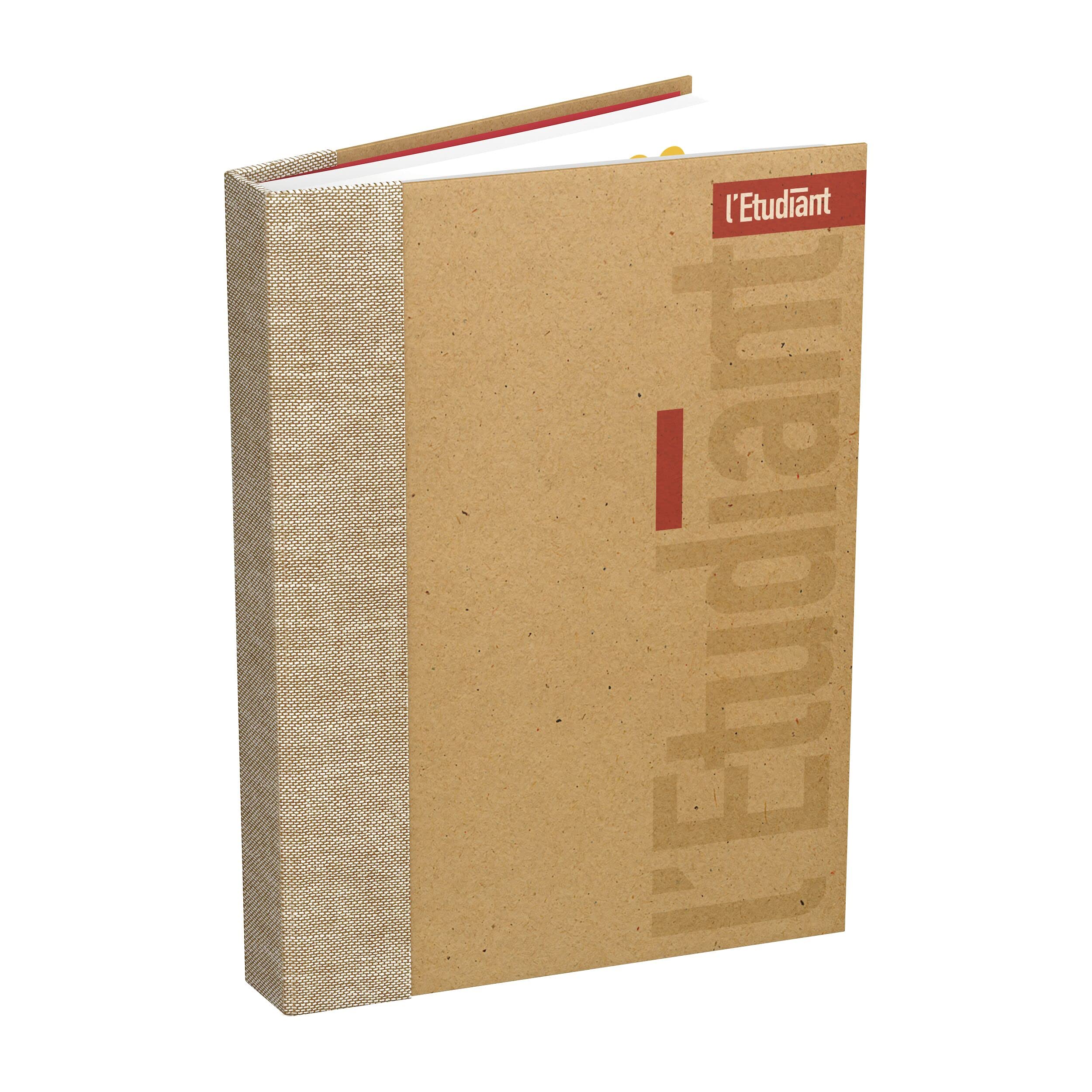 L'ETUDIANT Umweltfreundlicher Schülerkalender 2024-2025, Umschlag aus Kraftpapier und Rückseite aus Stoff, 15 x 20 cm, täglich