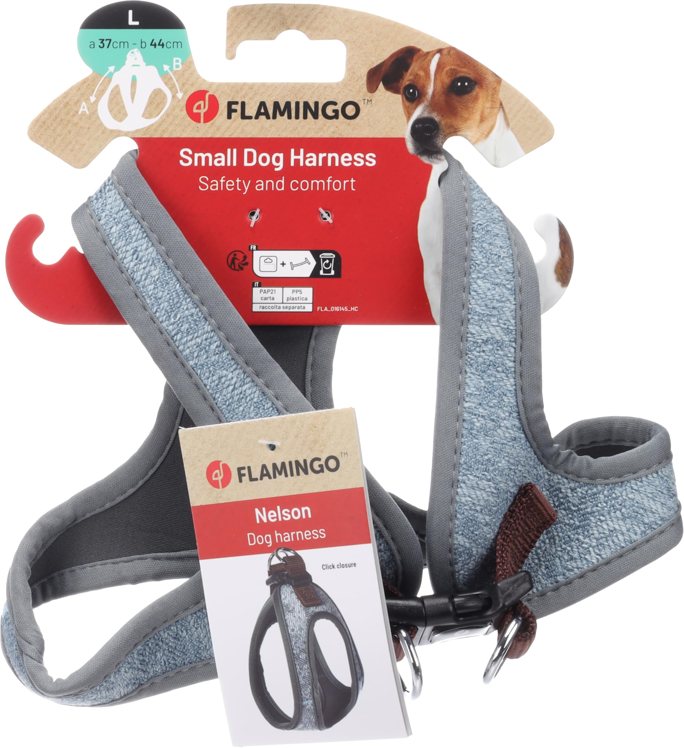 Dog Harness Step&Go Nelson Blue L 37cm 44cm