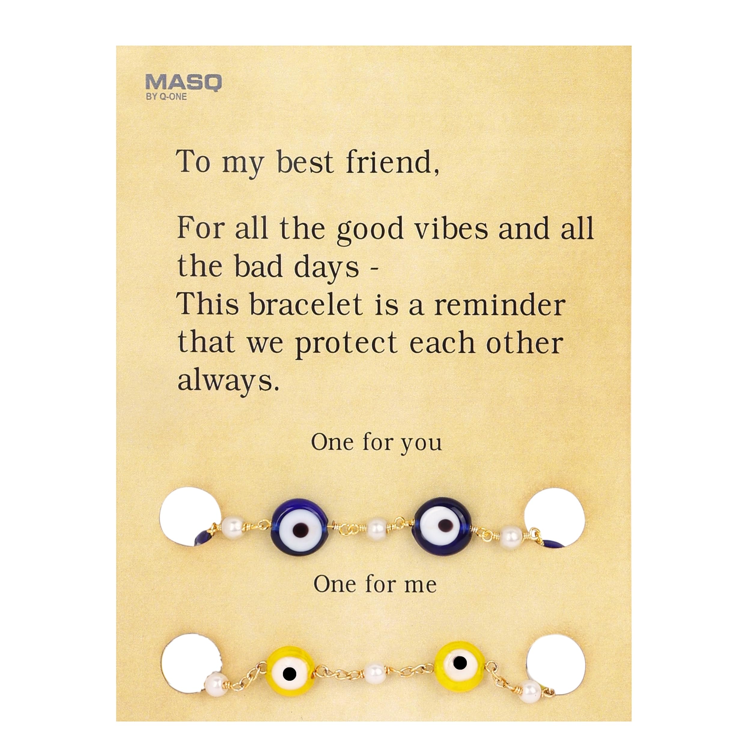 masq Best Friend Pearl Evil Eye Bracelet Gift | Friendship Band for Girls & Boys with Sweet Message Card & Embroidered Organza Pouch | Cute BFF Gift for Bestie Birthday, Good Vibes & Protection Pack of 2-picture-14